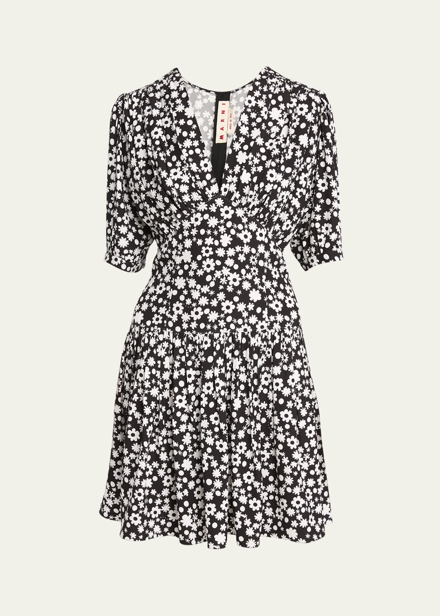 Marni Printed Gathered Mini Dress Image 1 of 5