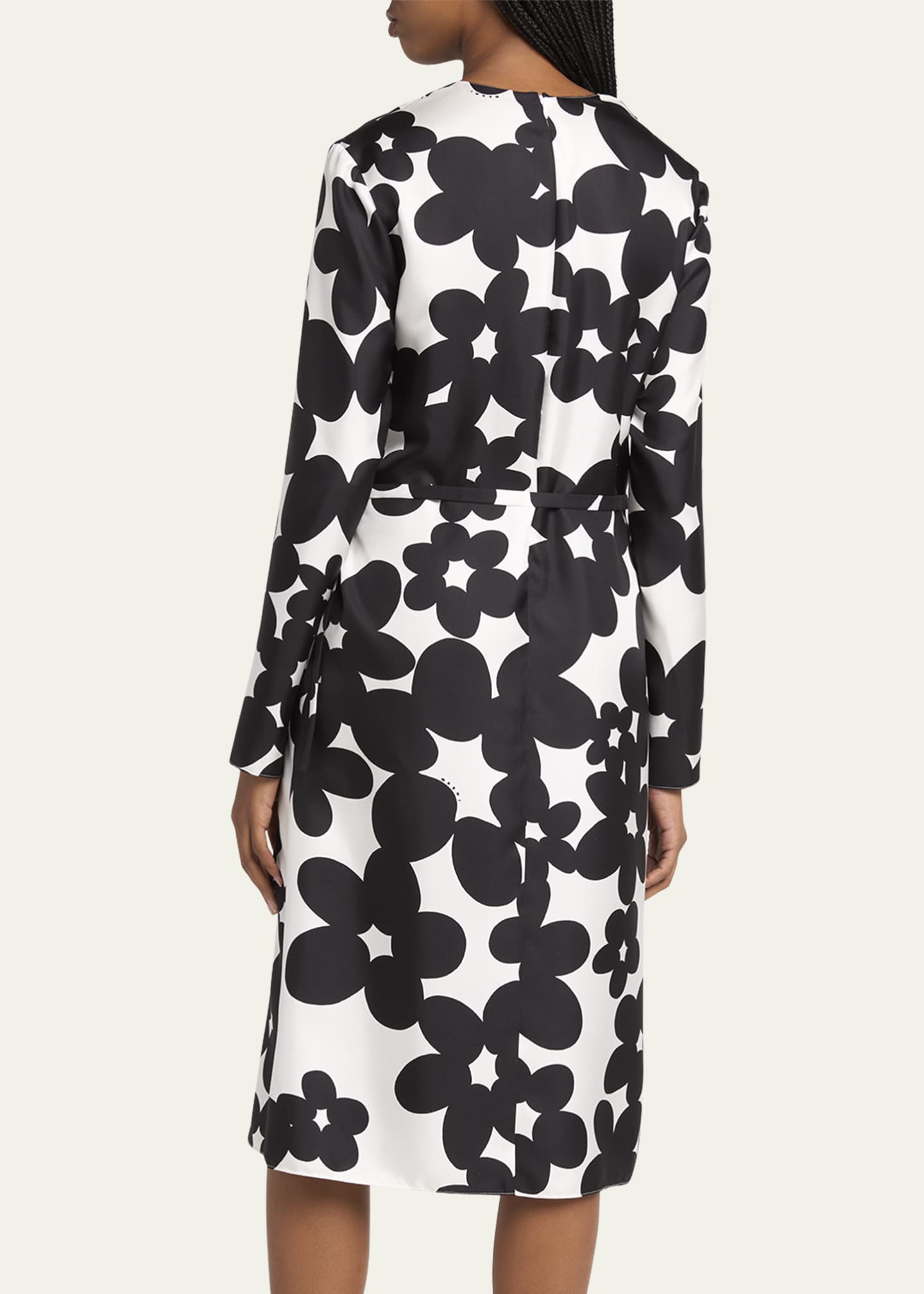 Marni Flower Print Silk Belted Dress Image 3 of 5