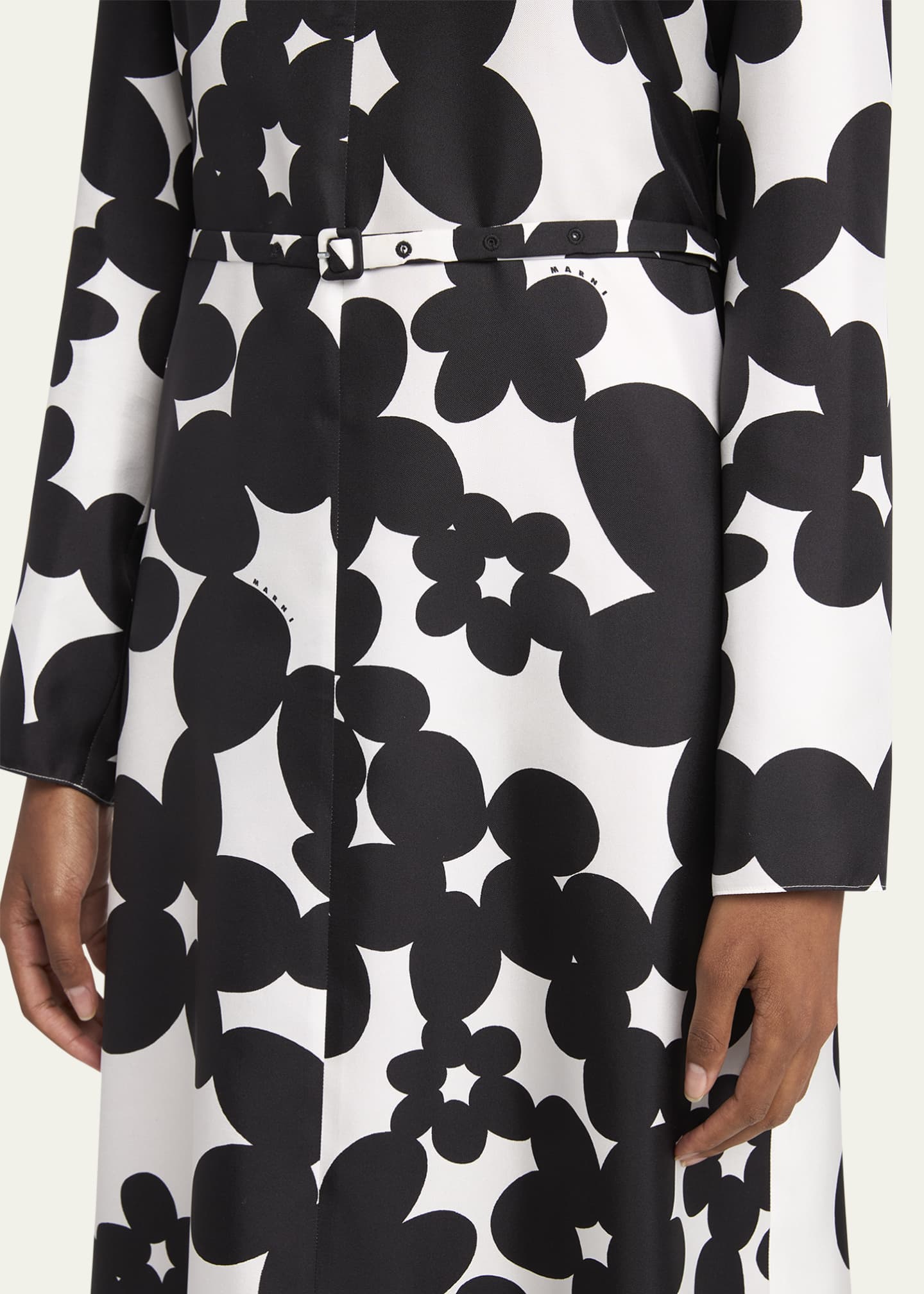Marni Flower Print Silk Belted Dress Image 5 of 5