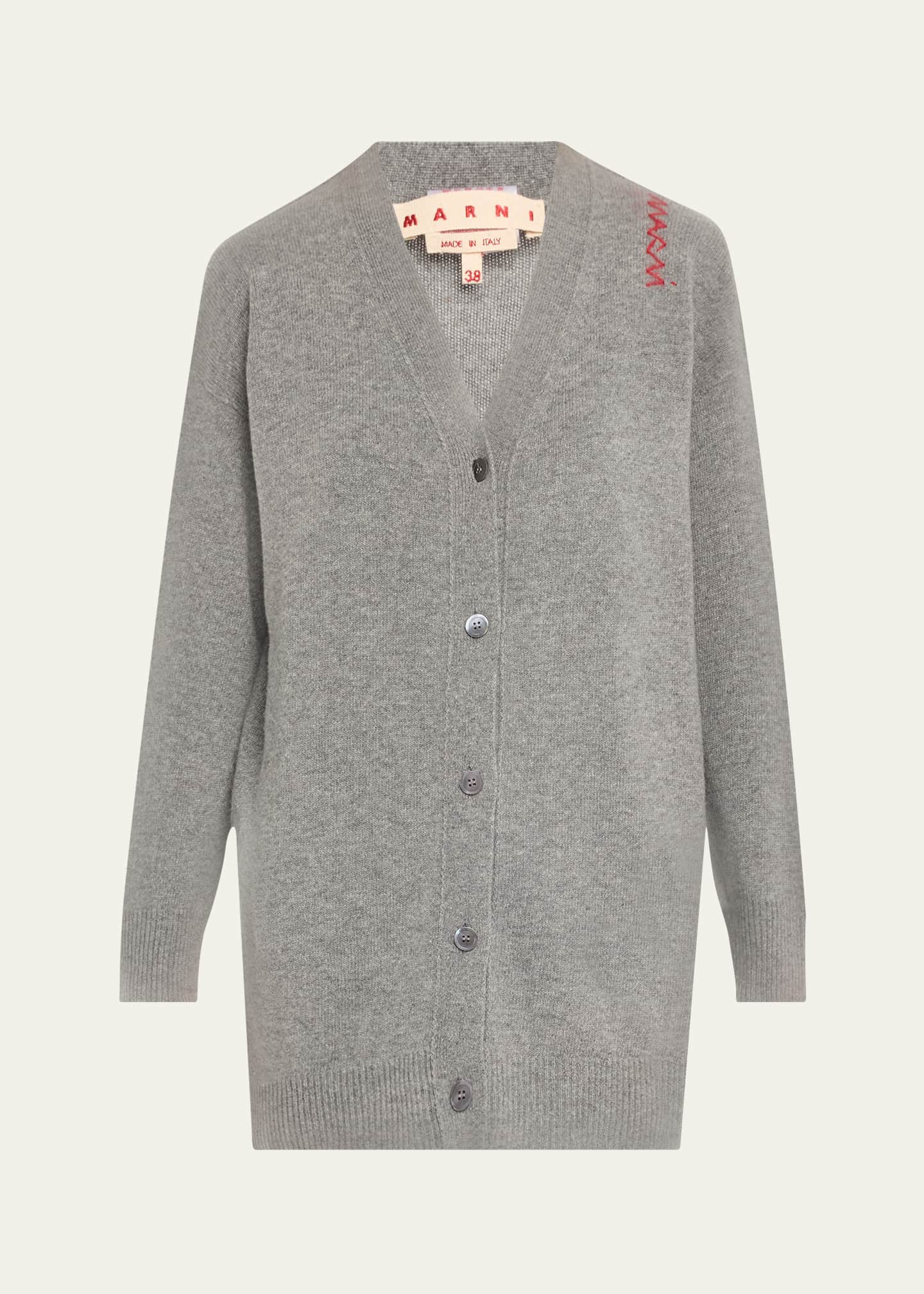 Marni Oversized V-Neck Wool Cashmere Cardigan Image 1 of 5