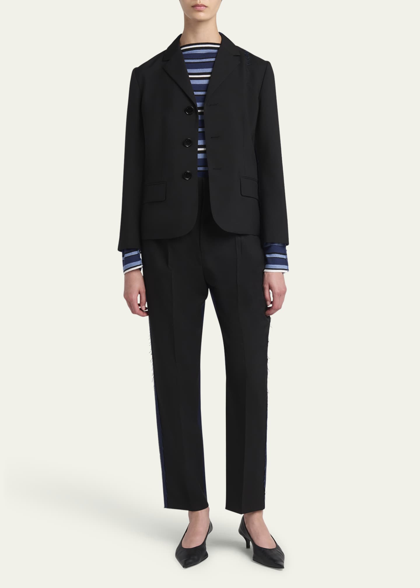 Marni Two-Tone Pleated Tapered Leg Wool Trousers Image 2 of 5