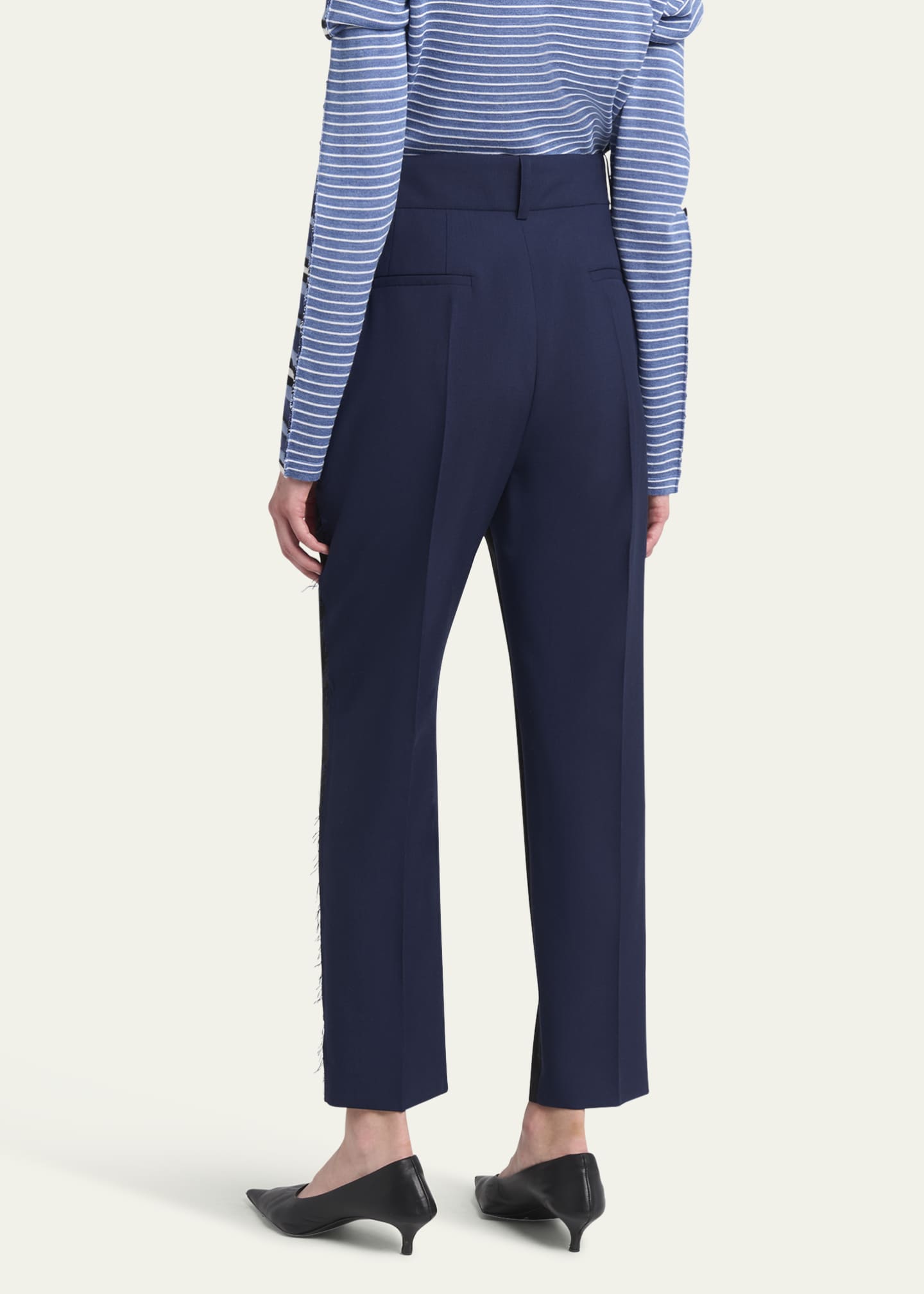 Marni Two-Tone Pleated Tapered Leg Wool Trousers Image 3 of 5