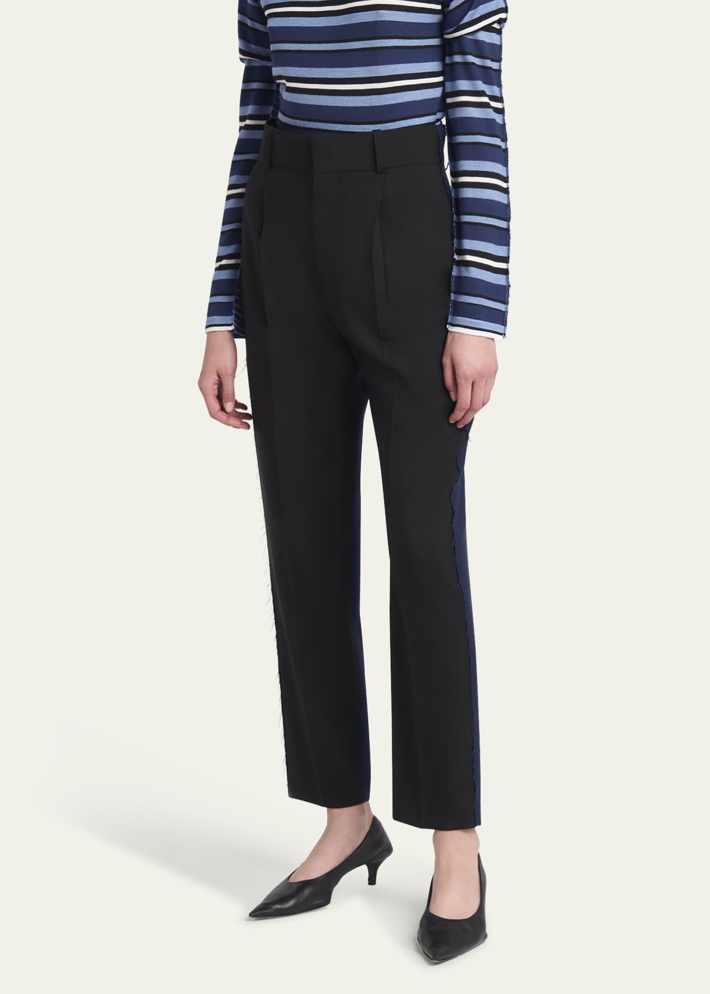 Marni Two-Tone Pleated Tapered Leg Wool Trousers Image 4 of 5
