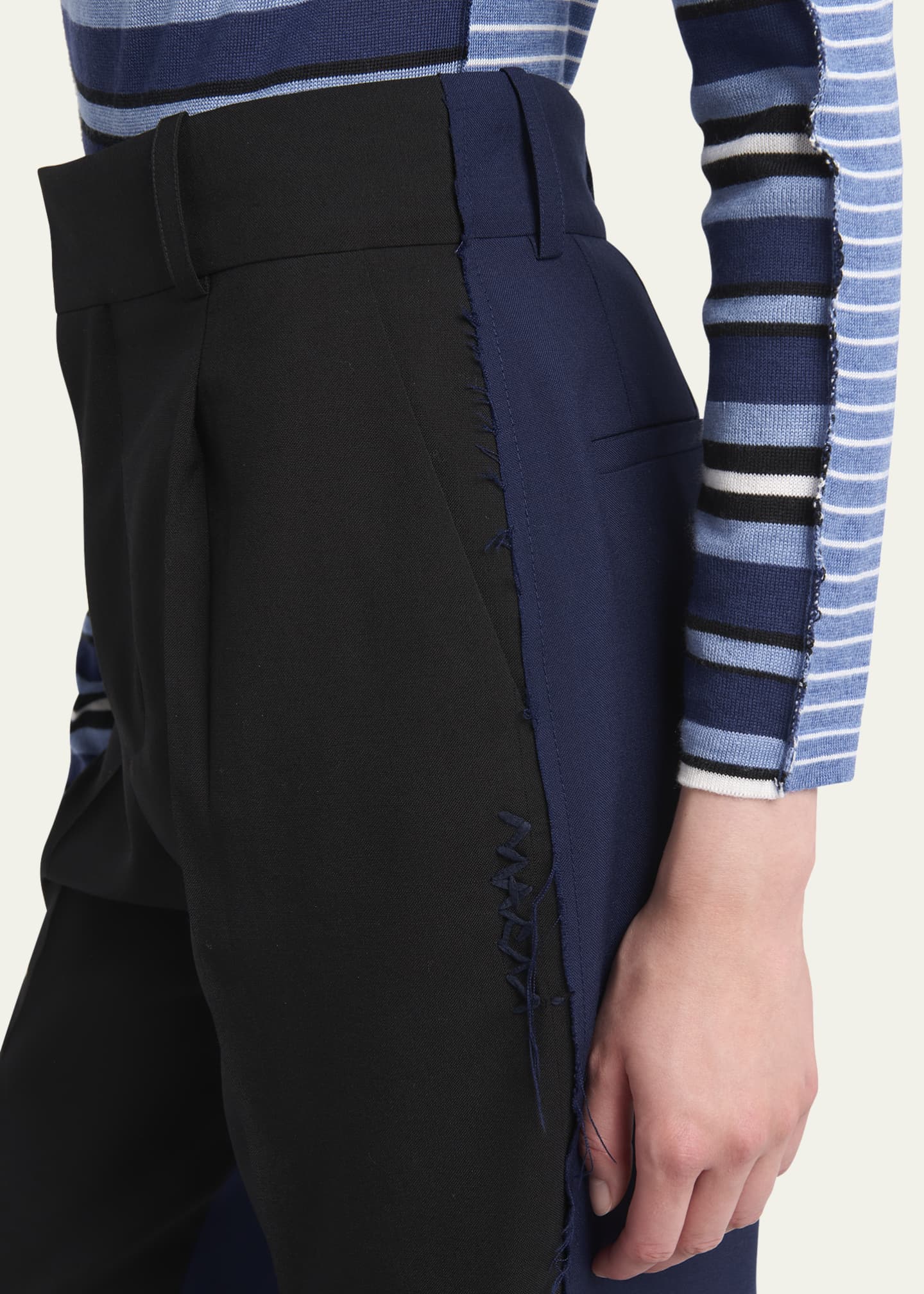 Marni Two-Tone Pleated Tapered Leg Wool Trousers Image 5 of 5