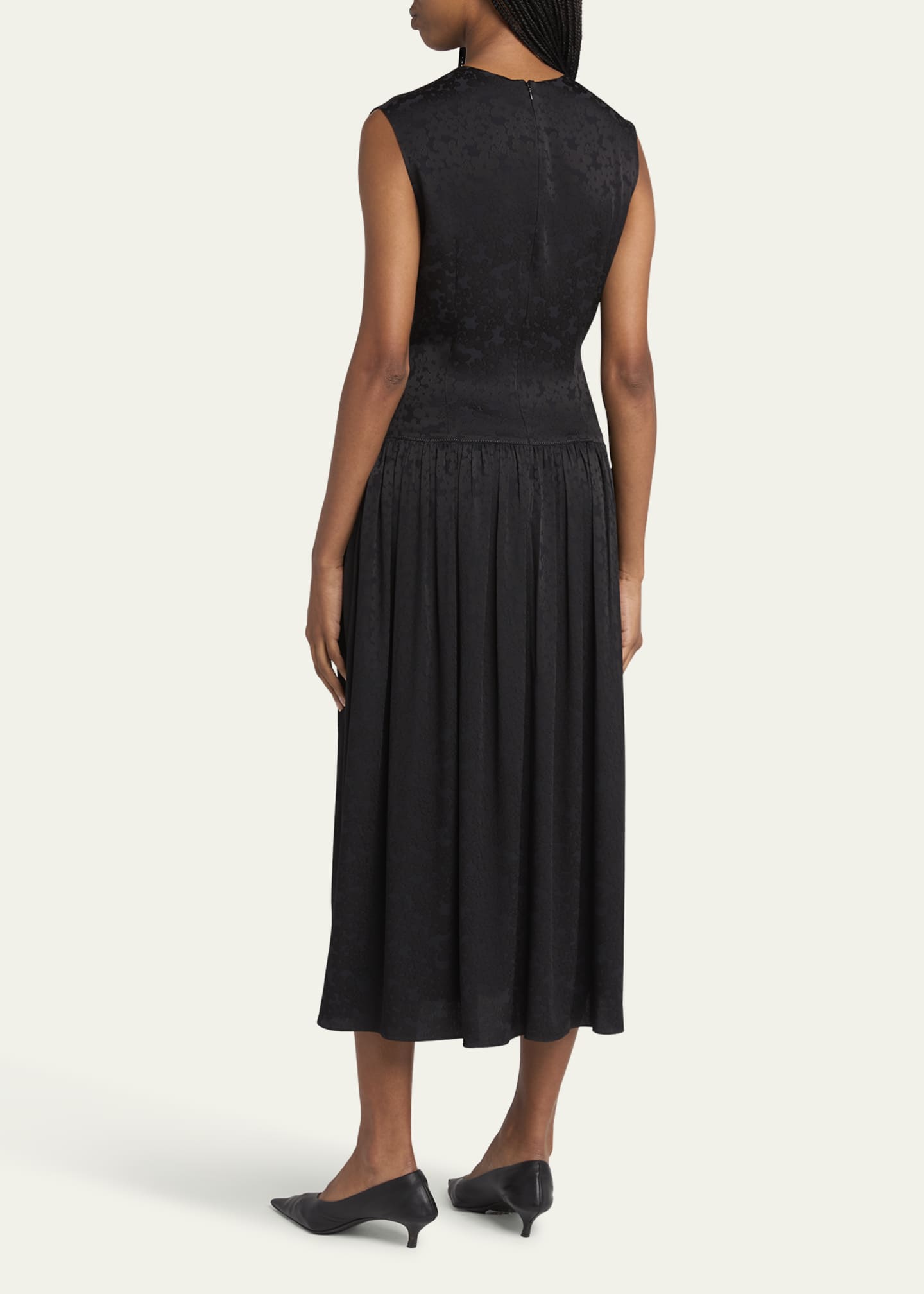Marni Jacquard Drop Waist Gathered Midi Dress Image 3 of 5