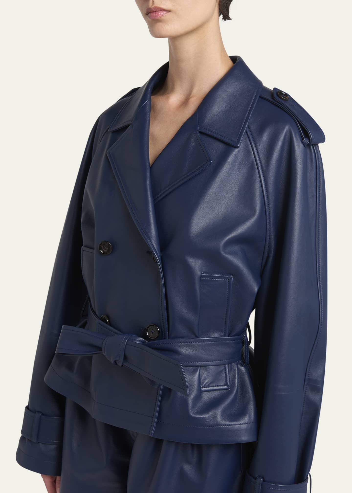 Marni Leather Belted Cropped Trench Coat Image 5 of 5