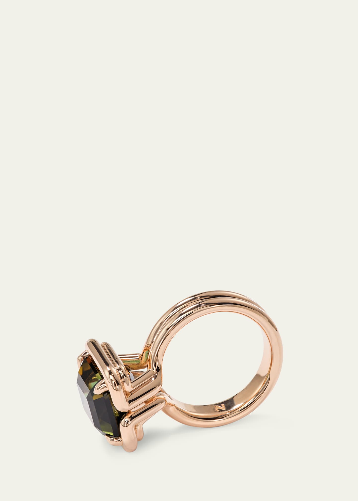 Nak Armstrong 20K Rose Gold Buttress Emerald-Cut Bicolor Tourmaline Solitaire Ring, Size 7 Image 2 of 2