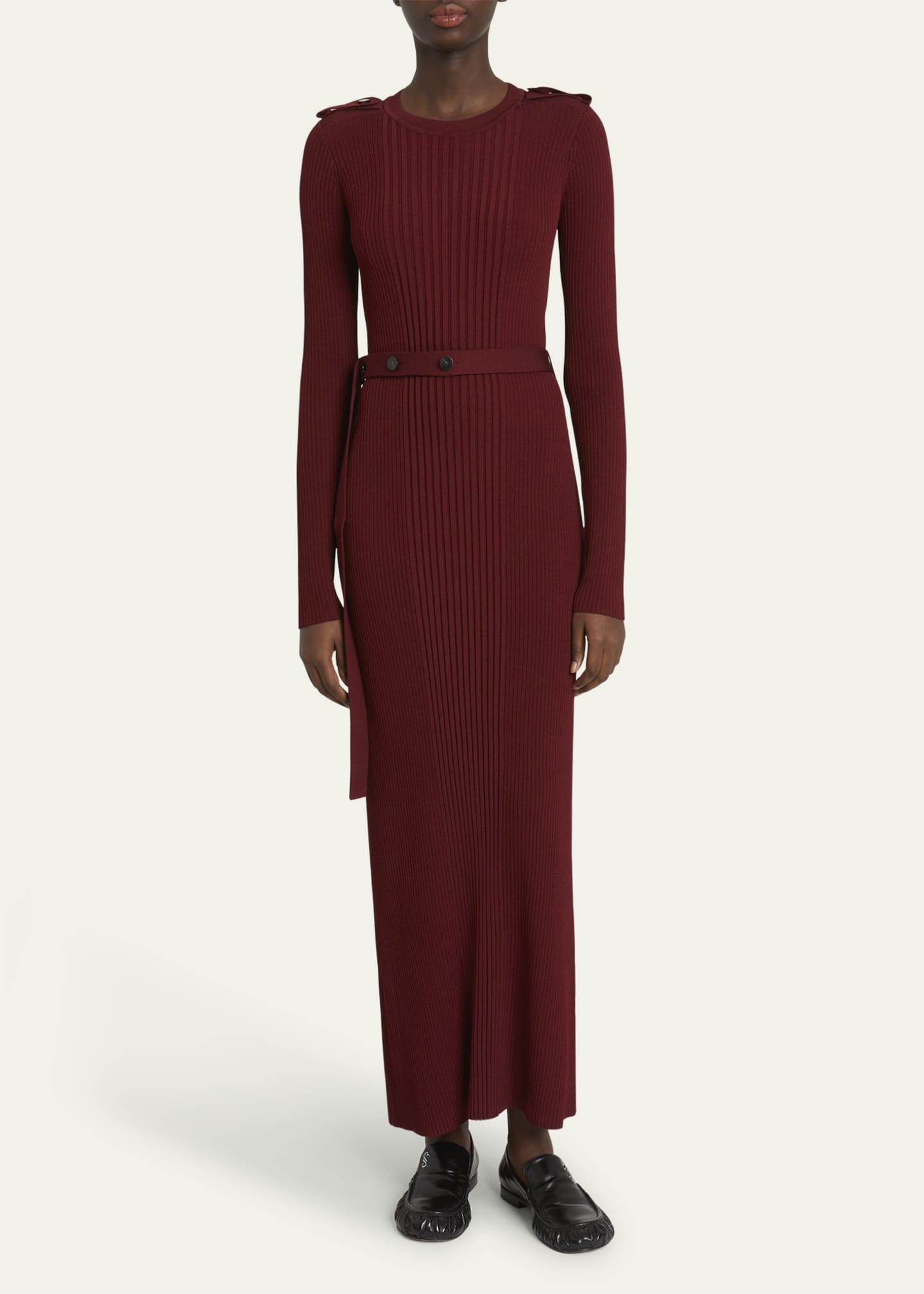 Proenza Schouler Lauryn Belted Silk-Viscose Knit Maxi Sweater Dress Image 2 of 5