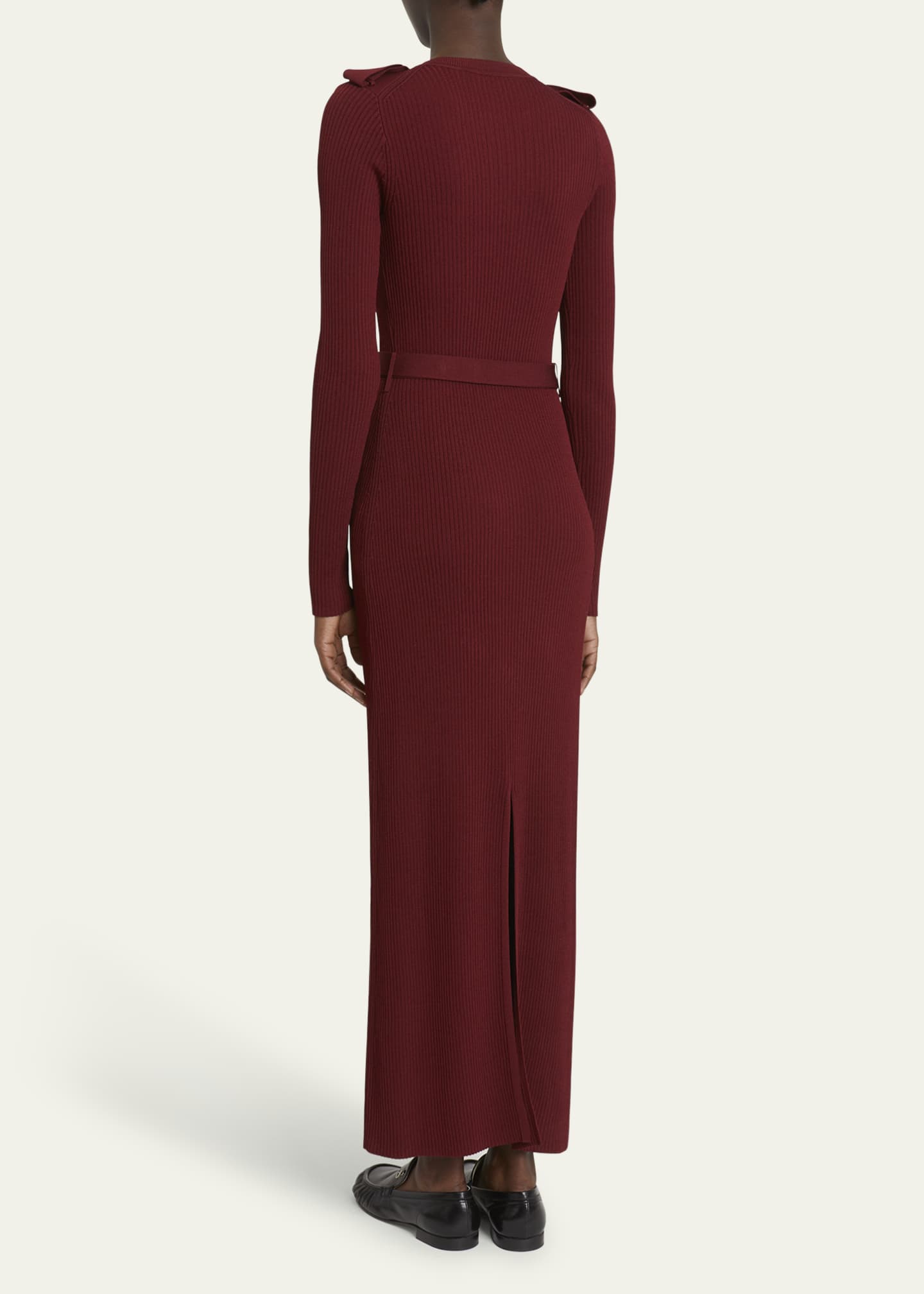 Proenza Schouler Lauryn Belted Silk-Viscose Knit Maxi Sweater Dress Image 3 of 5