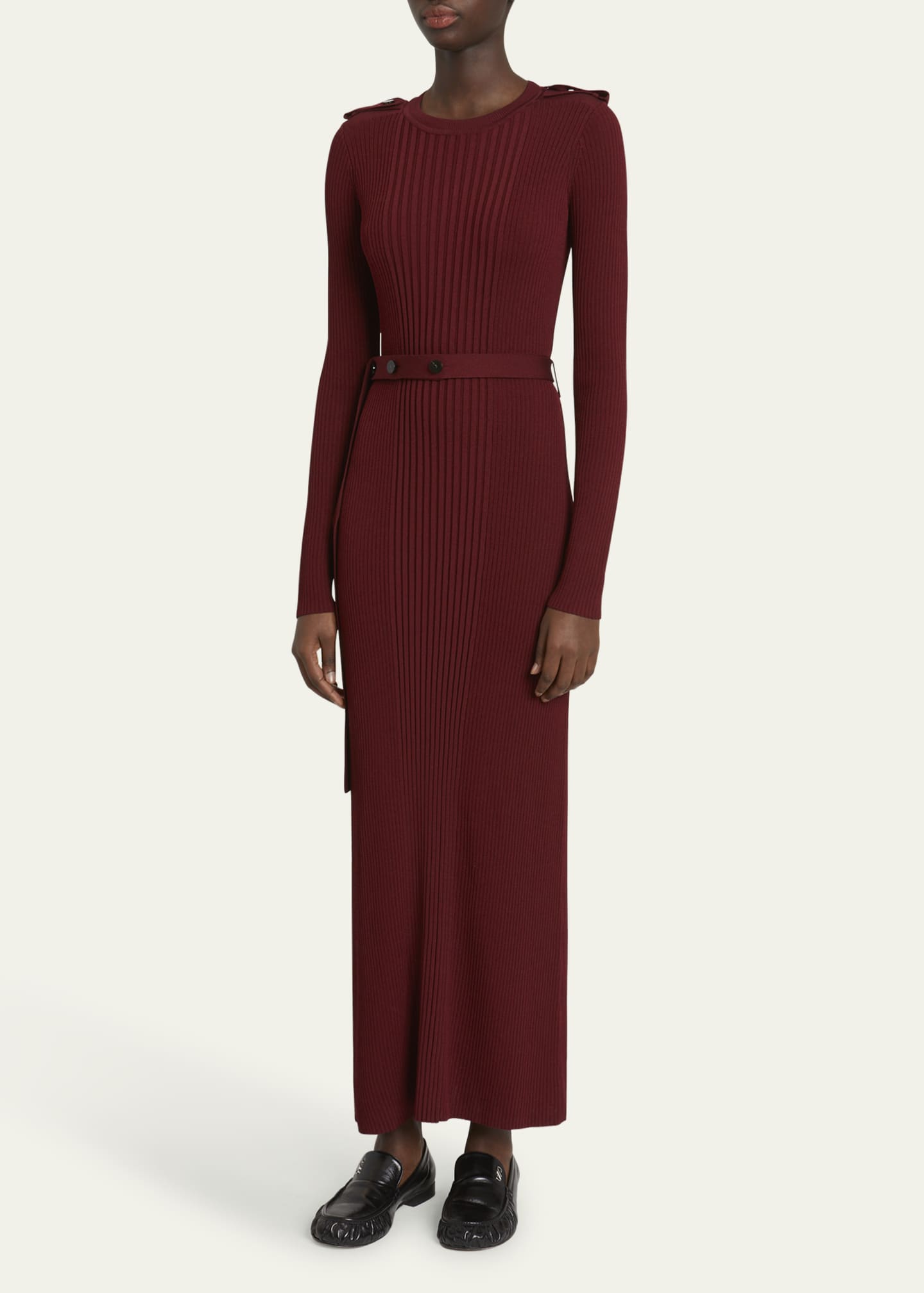 Proenza Schouler Lauryn Belted Silk-Viscose Knit Maxi Sweater Dress Image 4 of 5