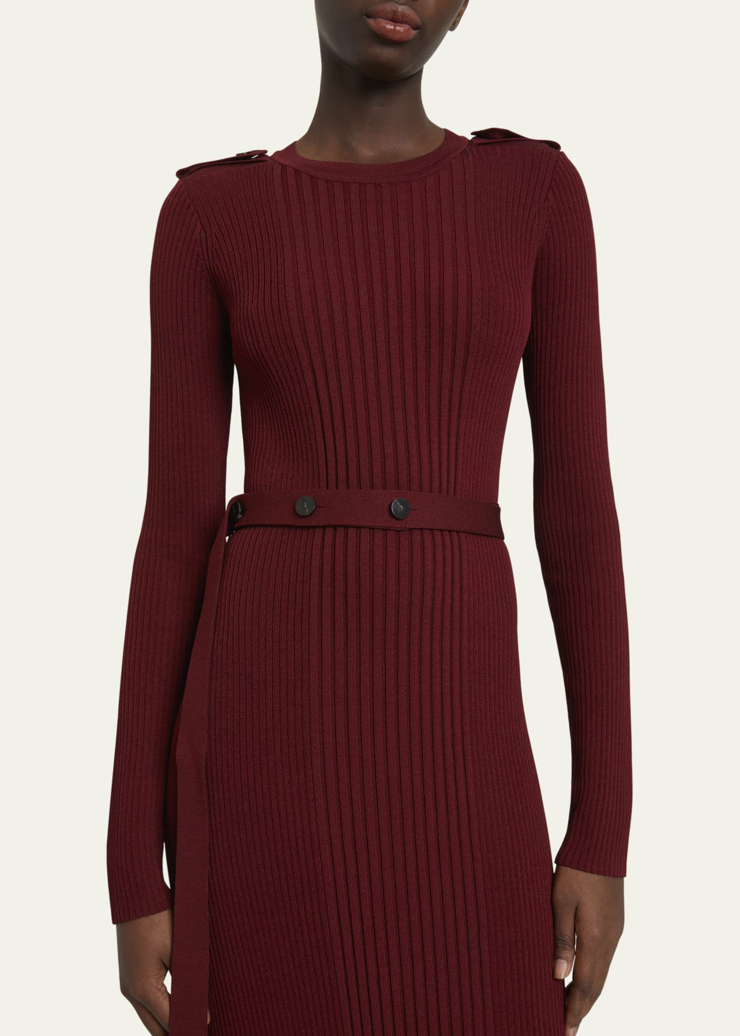 Proenza Schouler Lauryn Belted Silk-Viscose Knit Maxi Sweater Dress Image 5 of 5