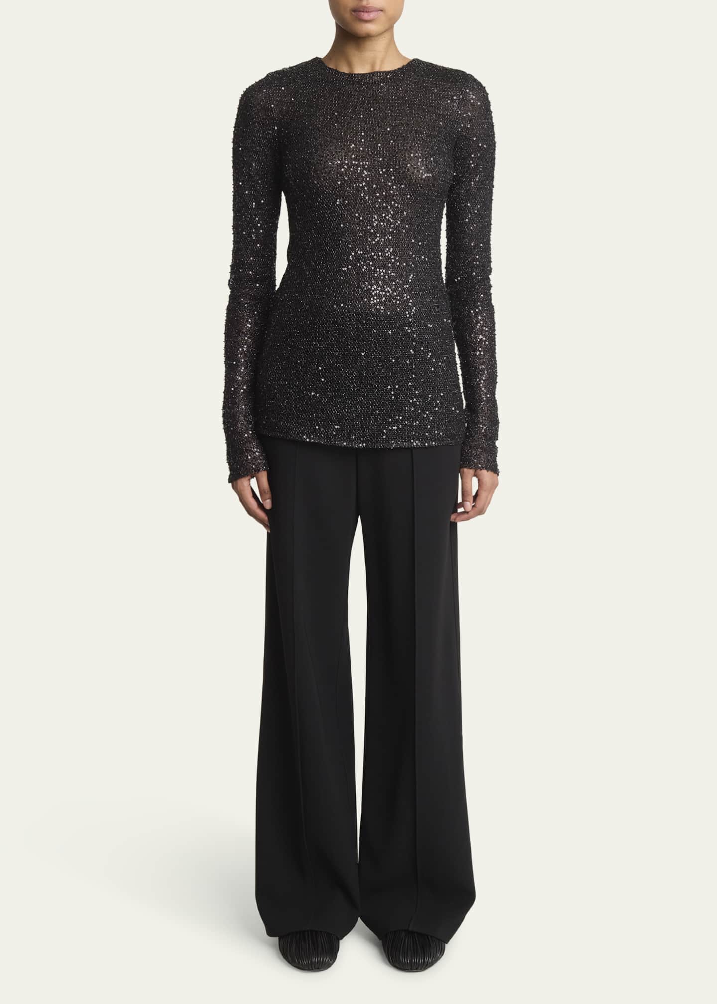 Proenza Schouler Sophie Long-Sleeve Sequin Top Image 2 of 5