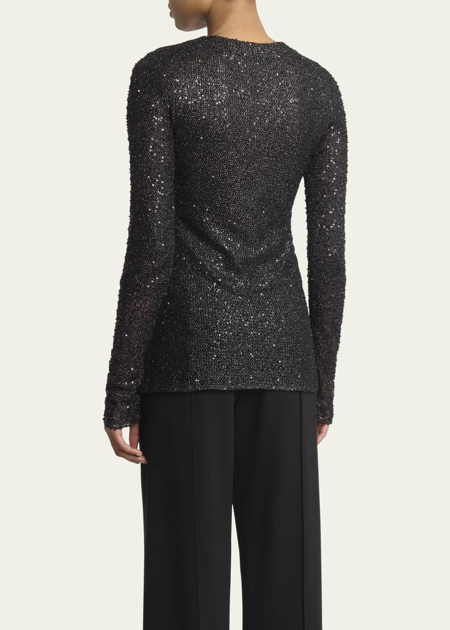 Proenza Schouler Sophie Long-Sleeve Sequin Top Image 3 of 5