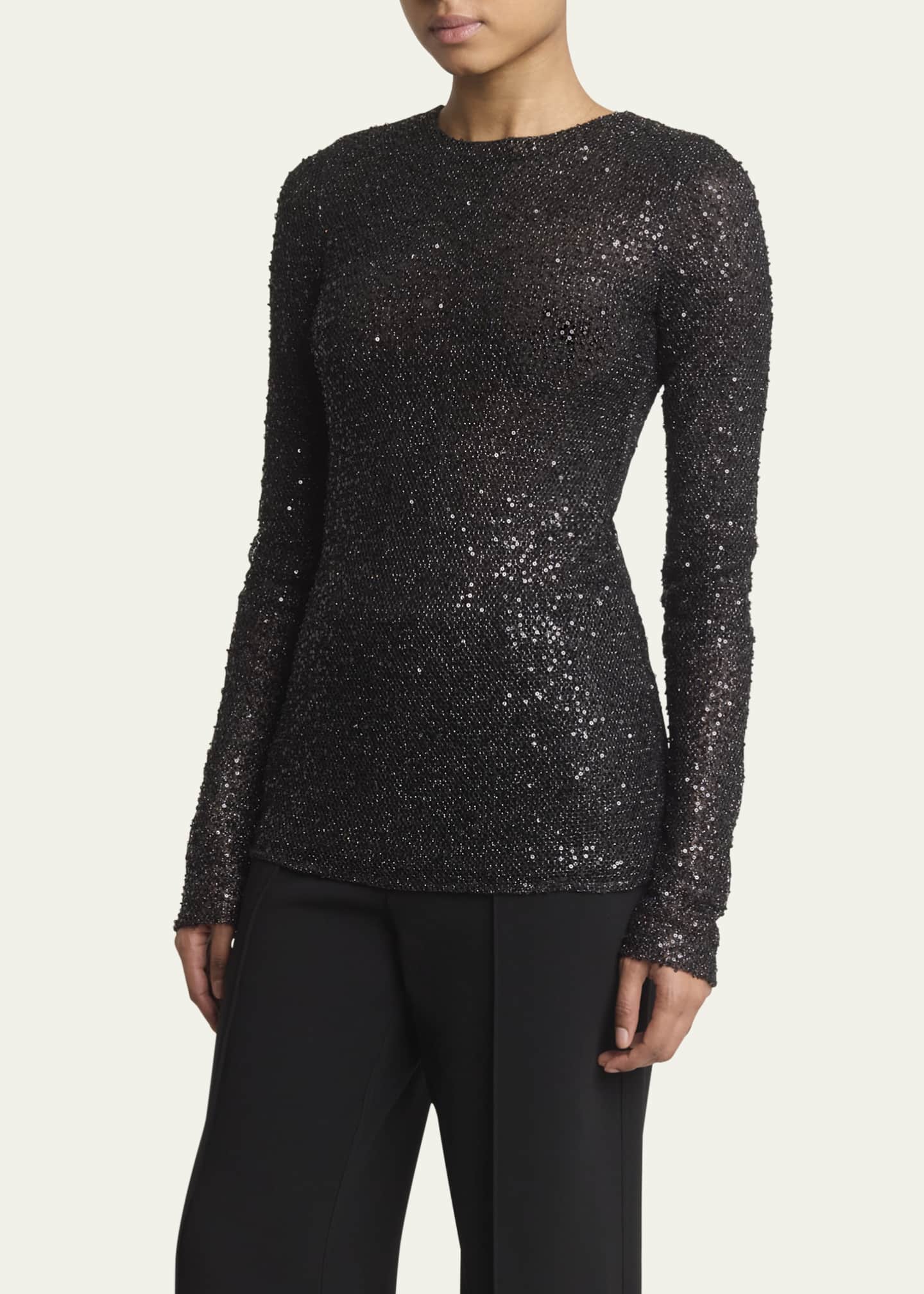 Proenza Schouler Sophie Long-Sleeve Sequin Top Image 4 of 5