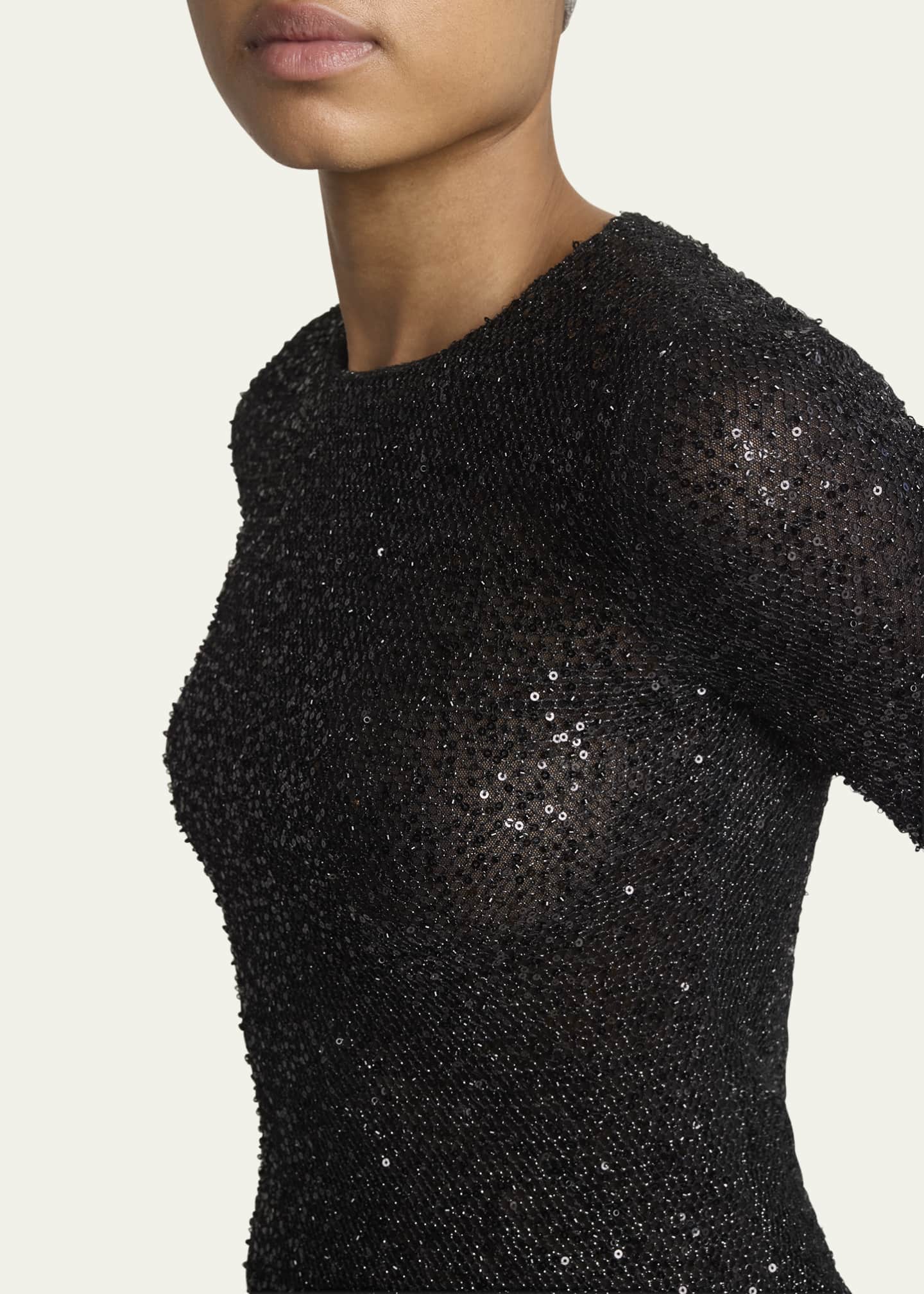 Proenza Schouler Sophie Long-Sleeve Sequin Top Image 5 of 5