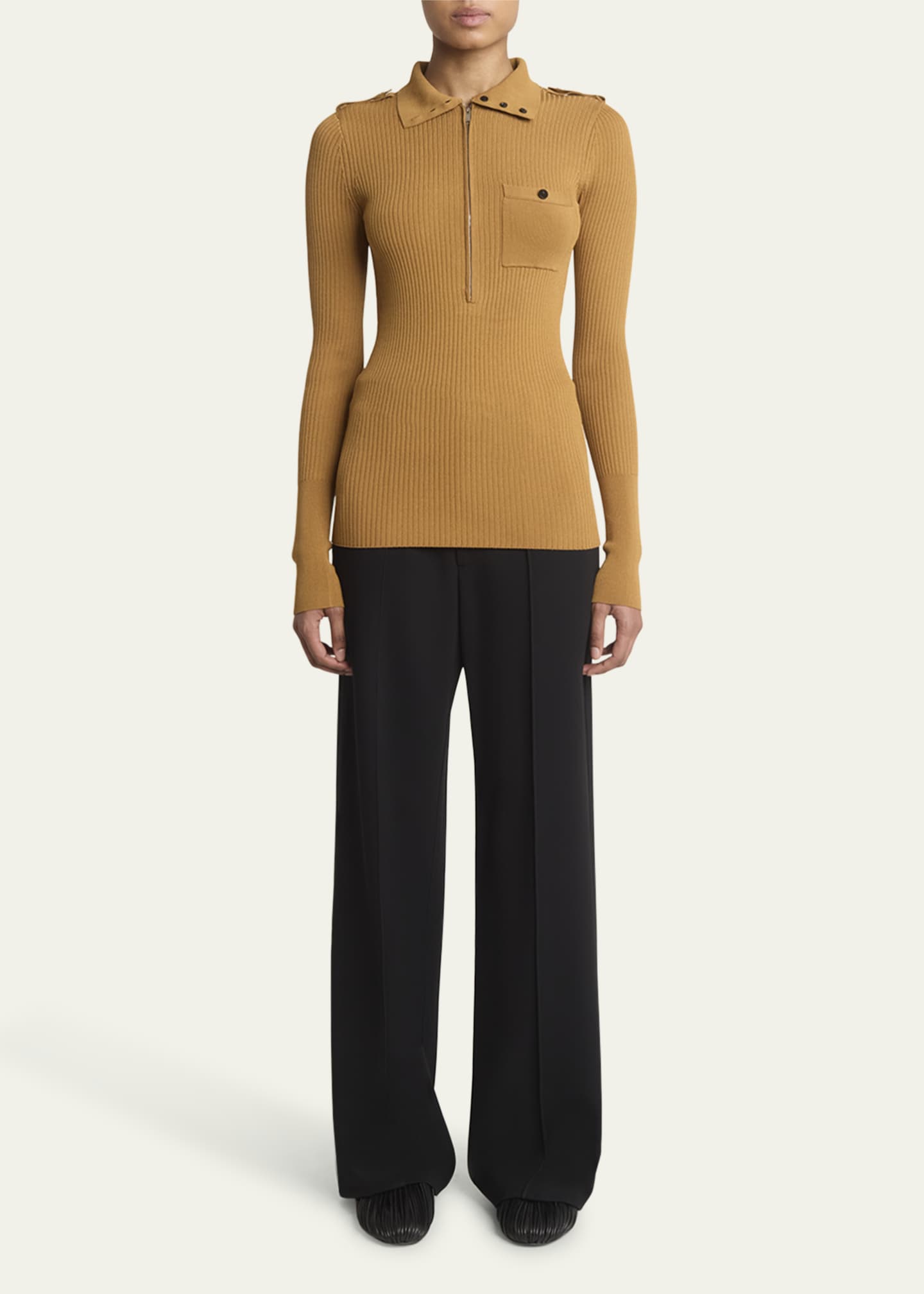 Proenza Schouler Norah Turtleneck Zip Knit Sweater Image 2 of 5