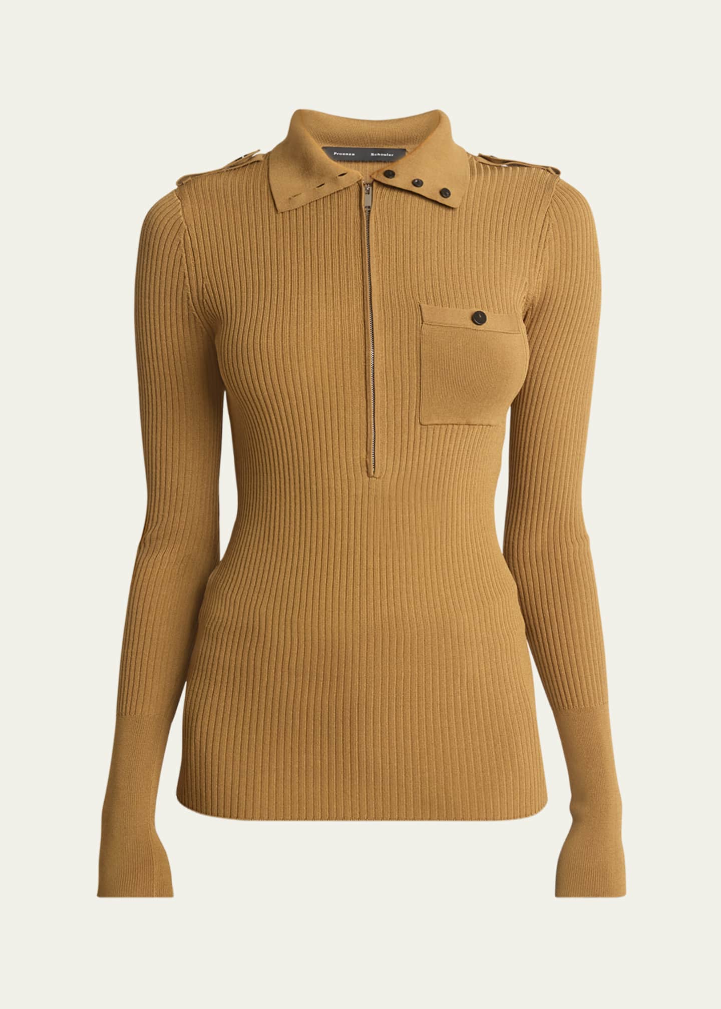 Proenza Schouler Norah Turtleneck Zip Knit Sweater Image 1 of 5