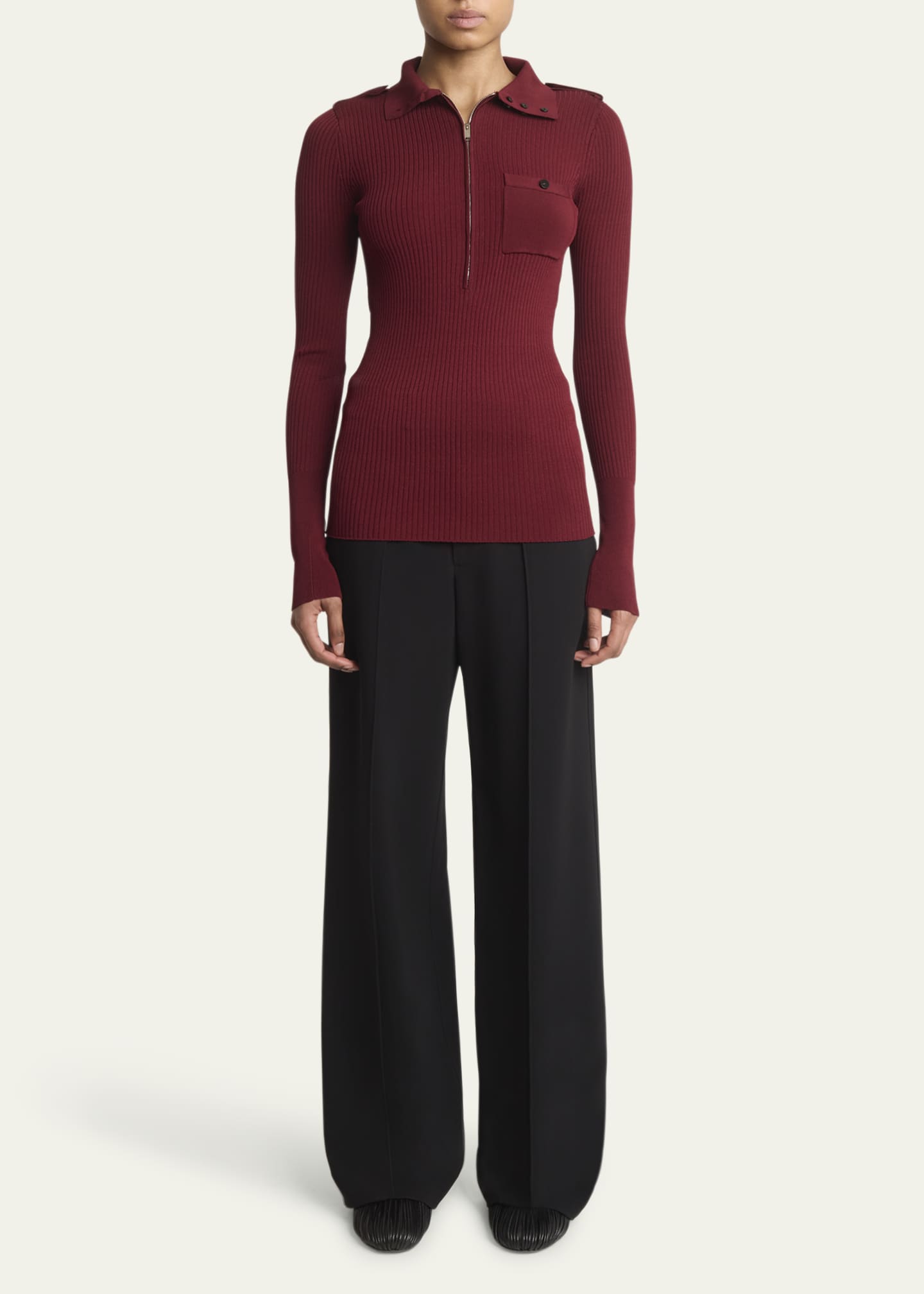 Proenza Schouler Norah Turtleneck Zip Knit Sweater Image 2 of 5
