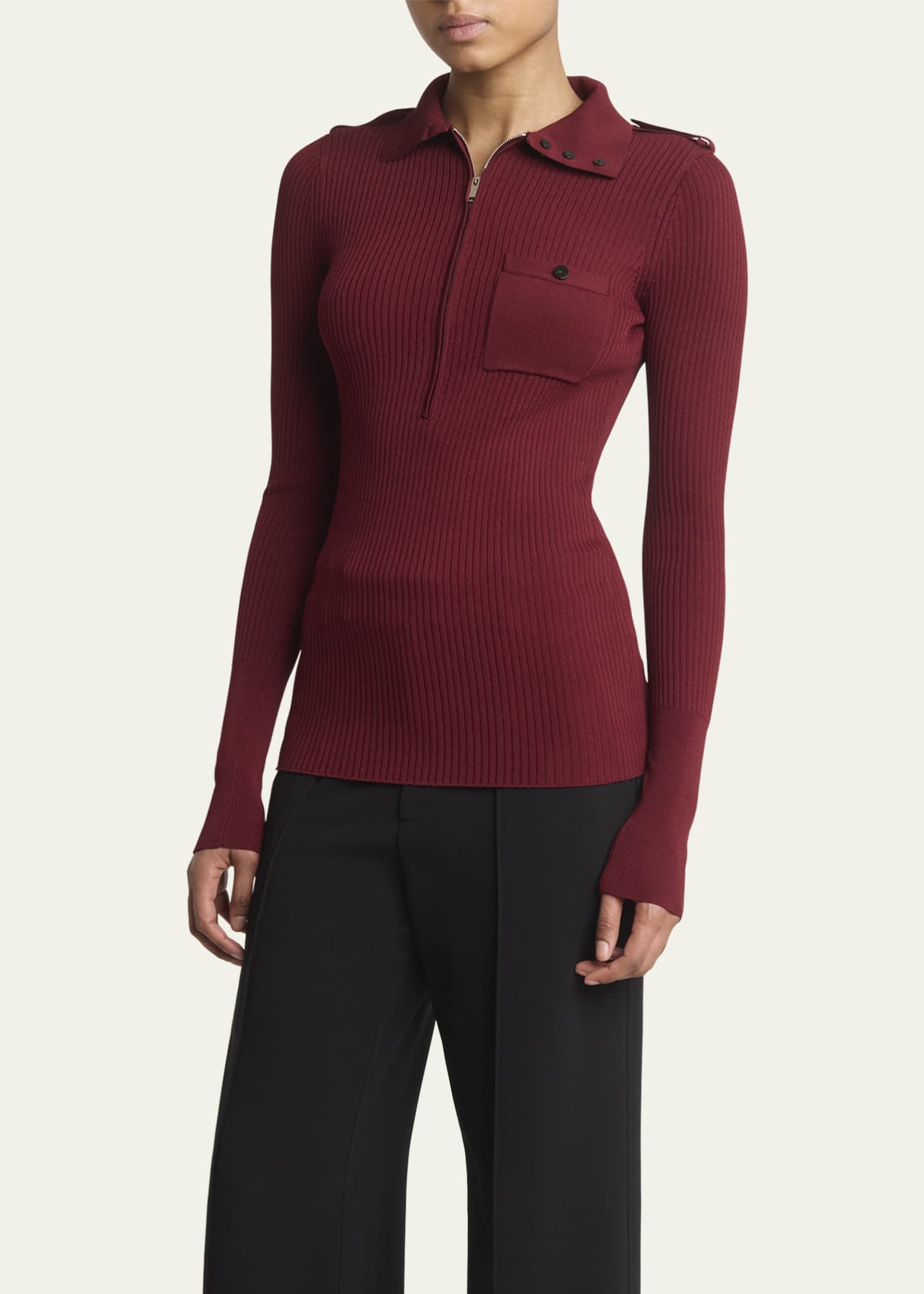 Proenza Schouler Norah Turtleneck Zip Knit Sweater Image 4 of 5