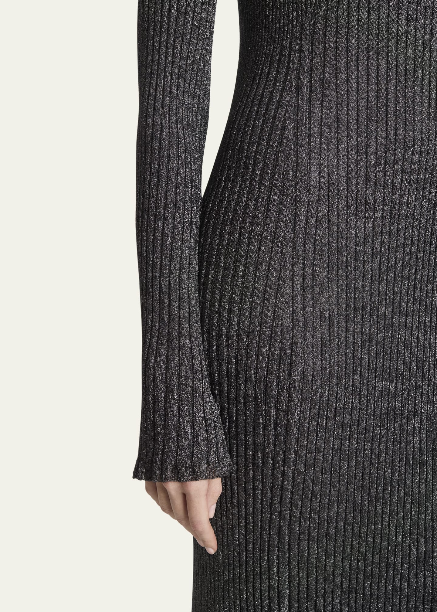 Proenza Schouler Joni Metallic Rib Long-Sleeve Maxi Sweater Dress Image 5 of 5