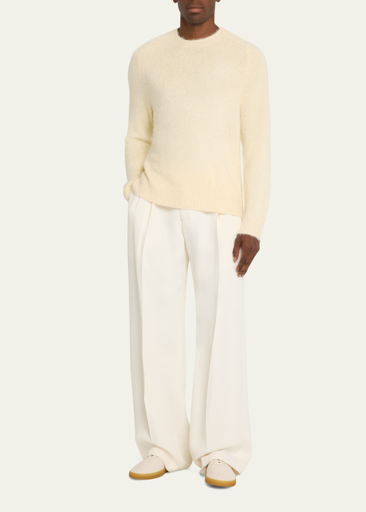 Gabriela Hearst Men's Shorehan Silk and Cashmere Crewneck Sweater Image 2 of 5