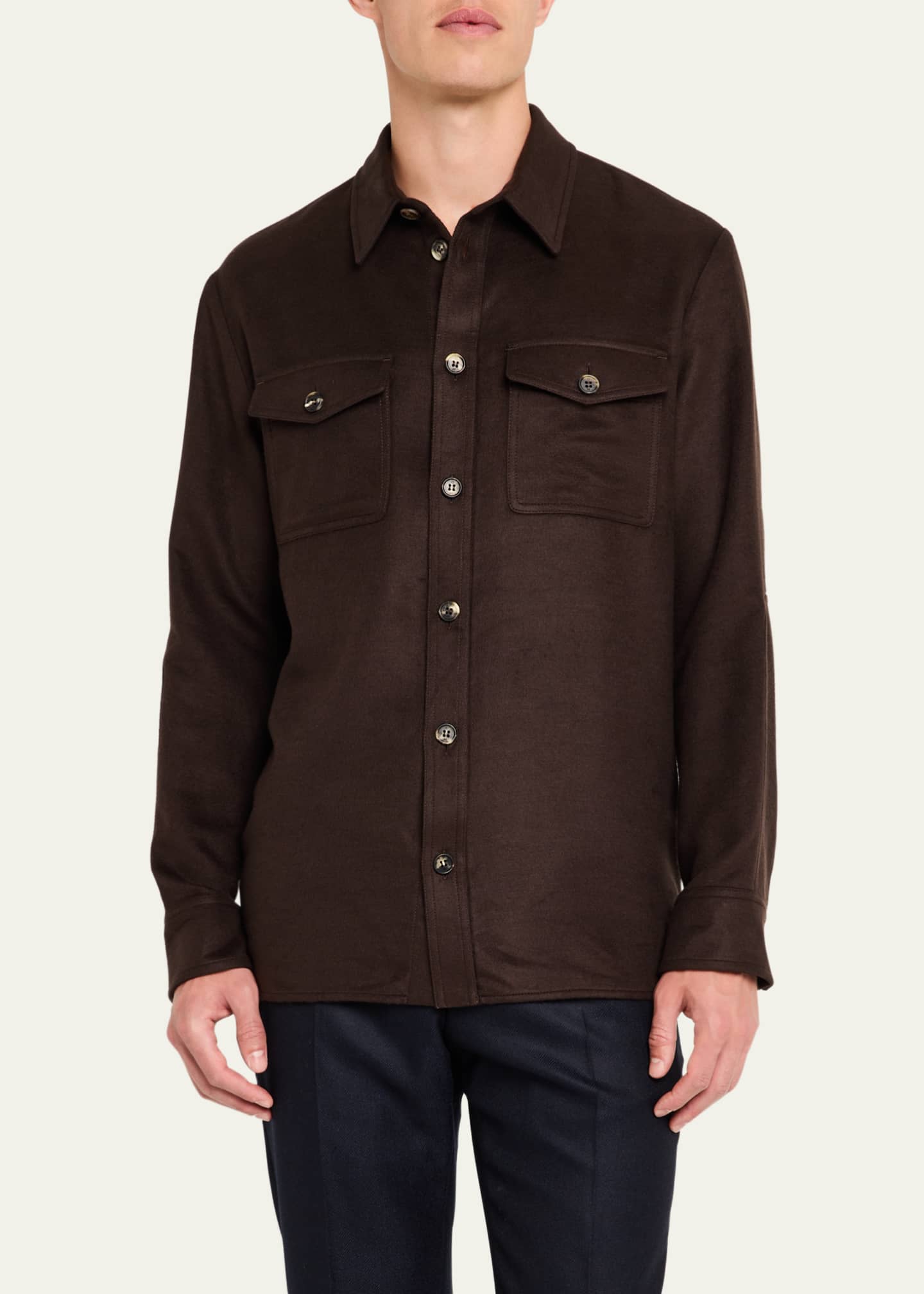 Gabriela Hearst Men's Lucas Winter Silk Overshirt Image 4 of 5