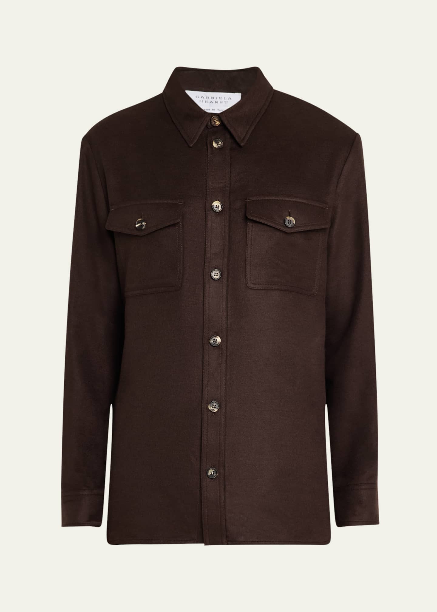 Gabriela Hearst Men's Lucas Winter Silk Overshirt Image 1 of 5
