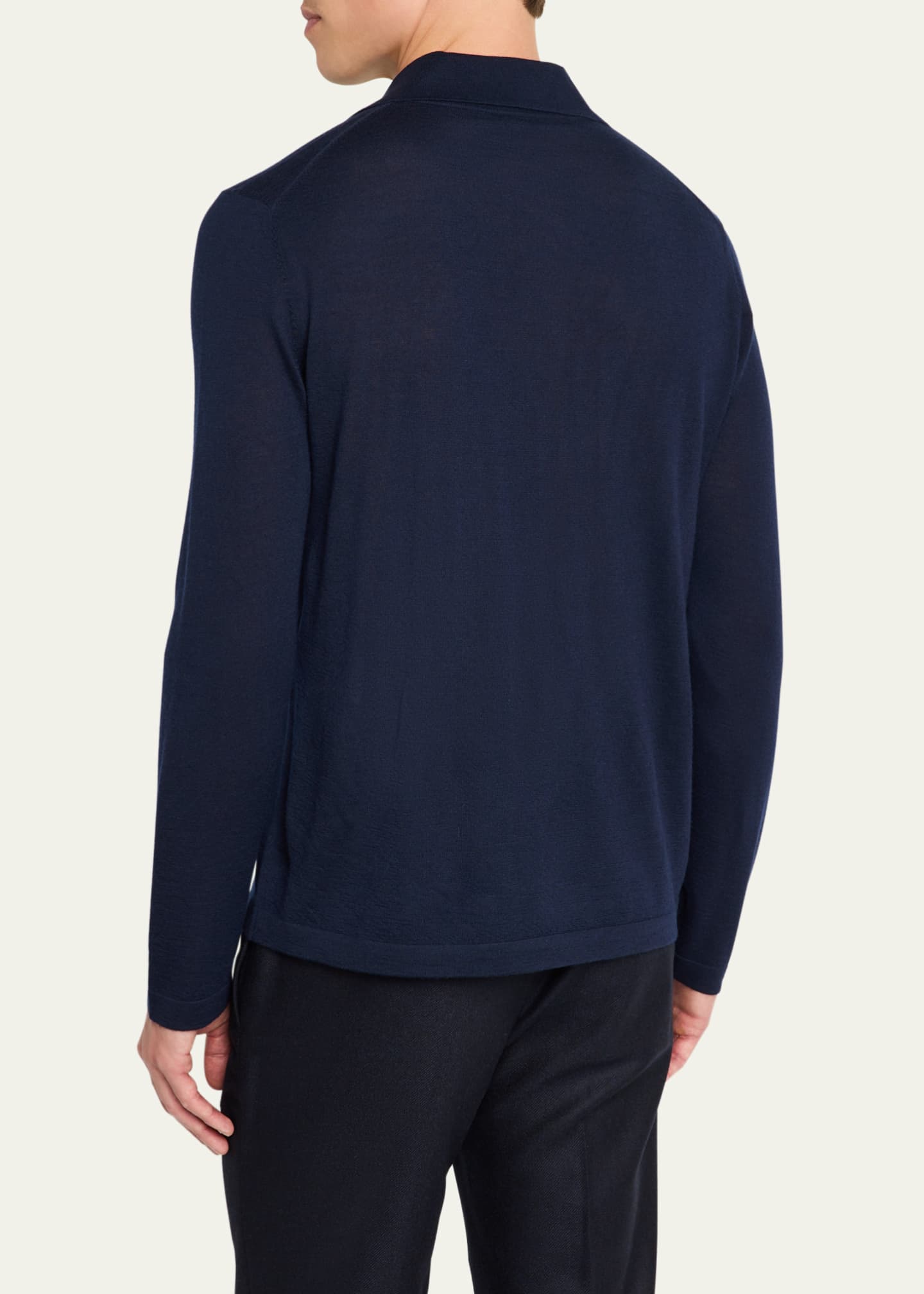 Gabriela Hearst Men's Frome Cashmere Knit Long-Sleeve Polo Shirt Image 3 of 5