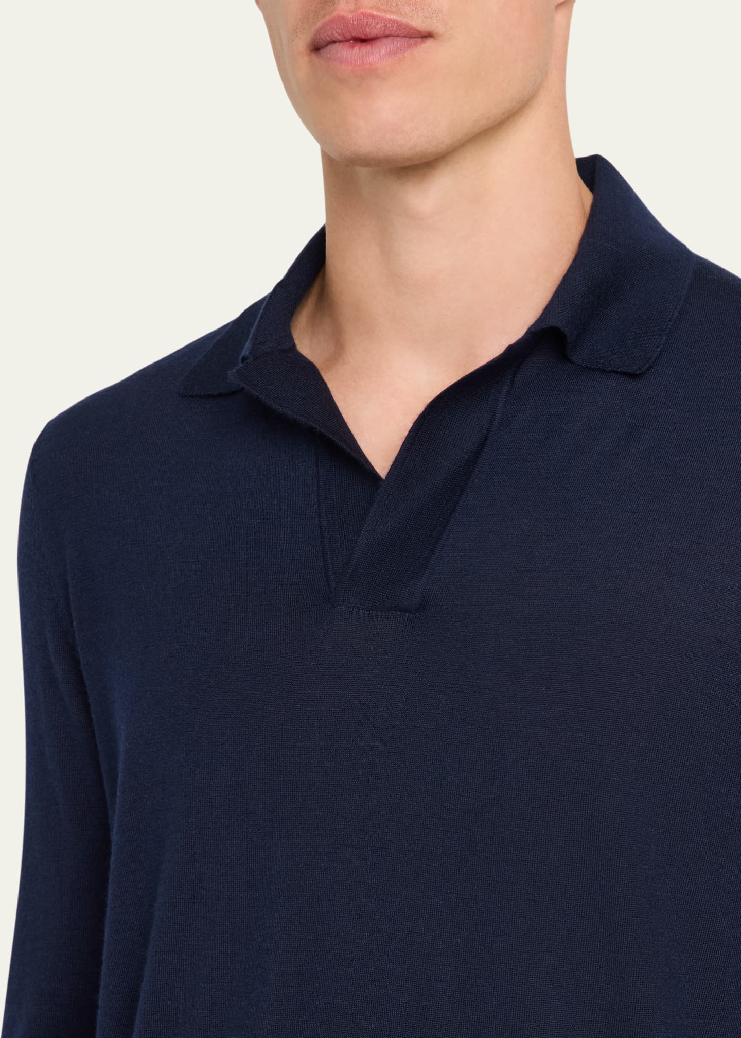 Gabriela Hearst Men's Frome Cashmere Knit Long-Sleeve Polo Shirt Image 5 of 5