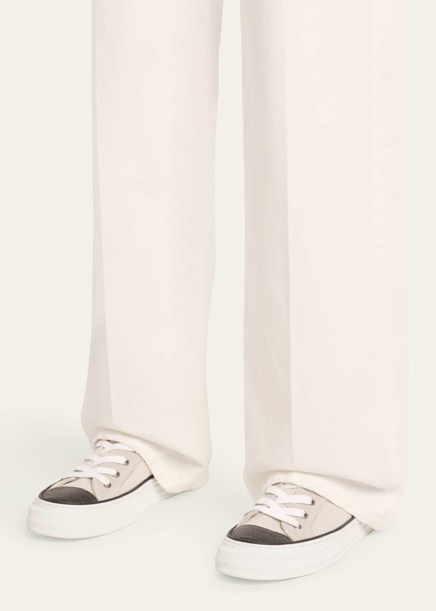 Brunello Cucinelli Knit Monili Cap-Toe Sneakers Image 2 of 6