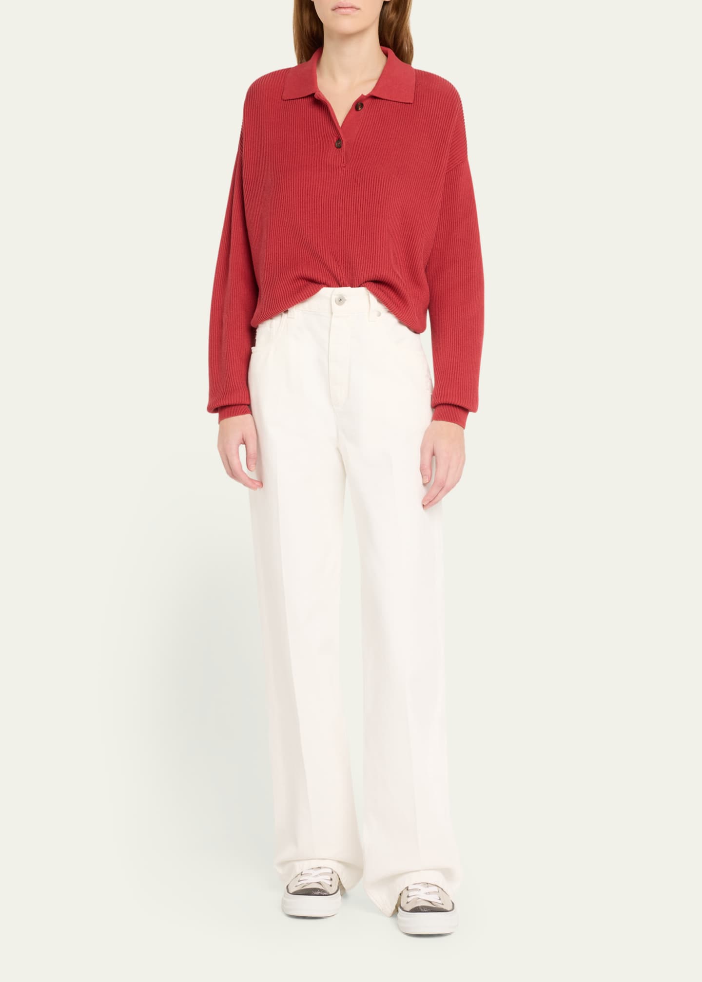 Brunello Cucinelli Knit Monili Cap-Toe Sneakers Image 3 of 6