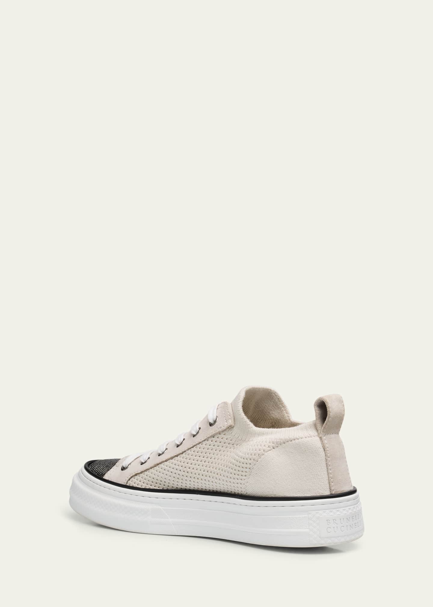 Brunello Cucinelli Knit Monili Cap-Toe Sneakers Image 4 of 6