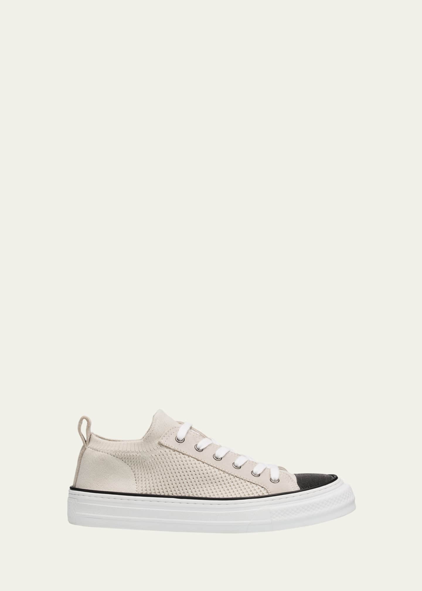 Brunello Cucinelli Knit Monili Cap-Toe Sneakers Image 1 of 6