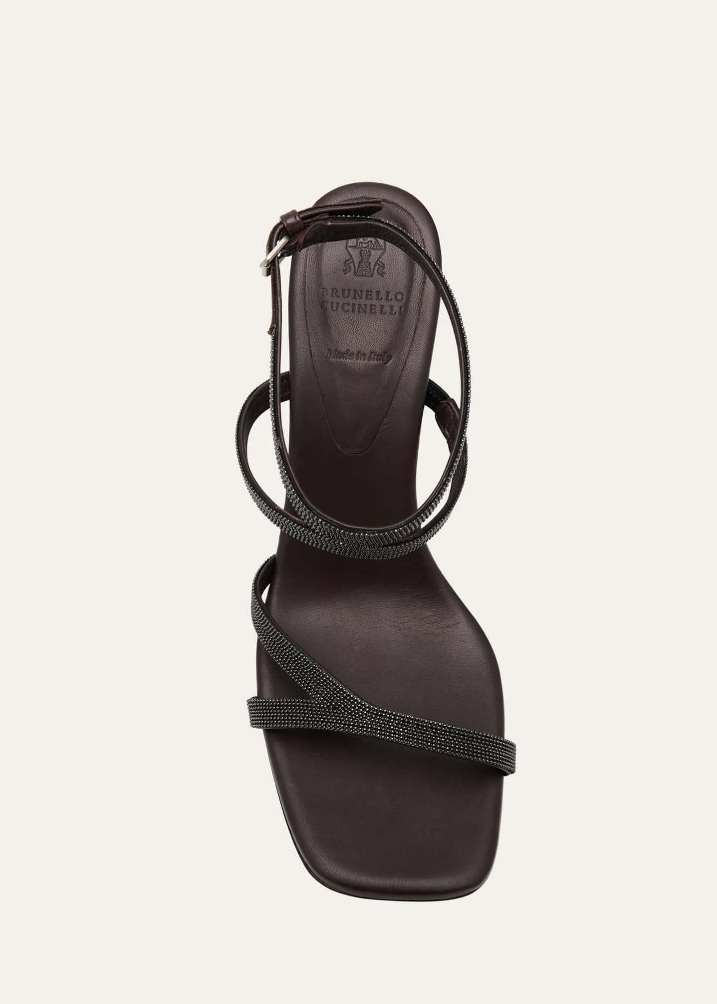 Brunello Cucinelli Leather Two Cross Strap Wedge Sandals Image 6 of 6