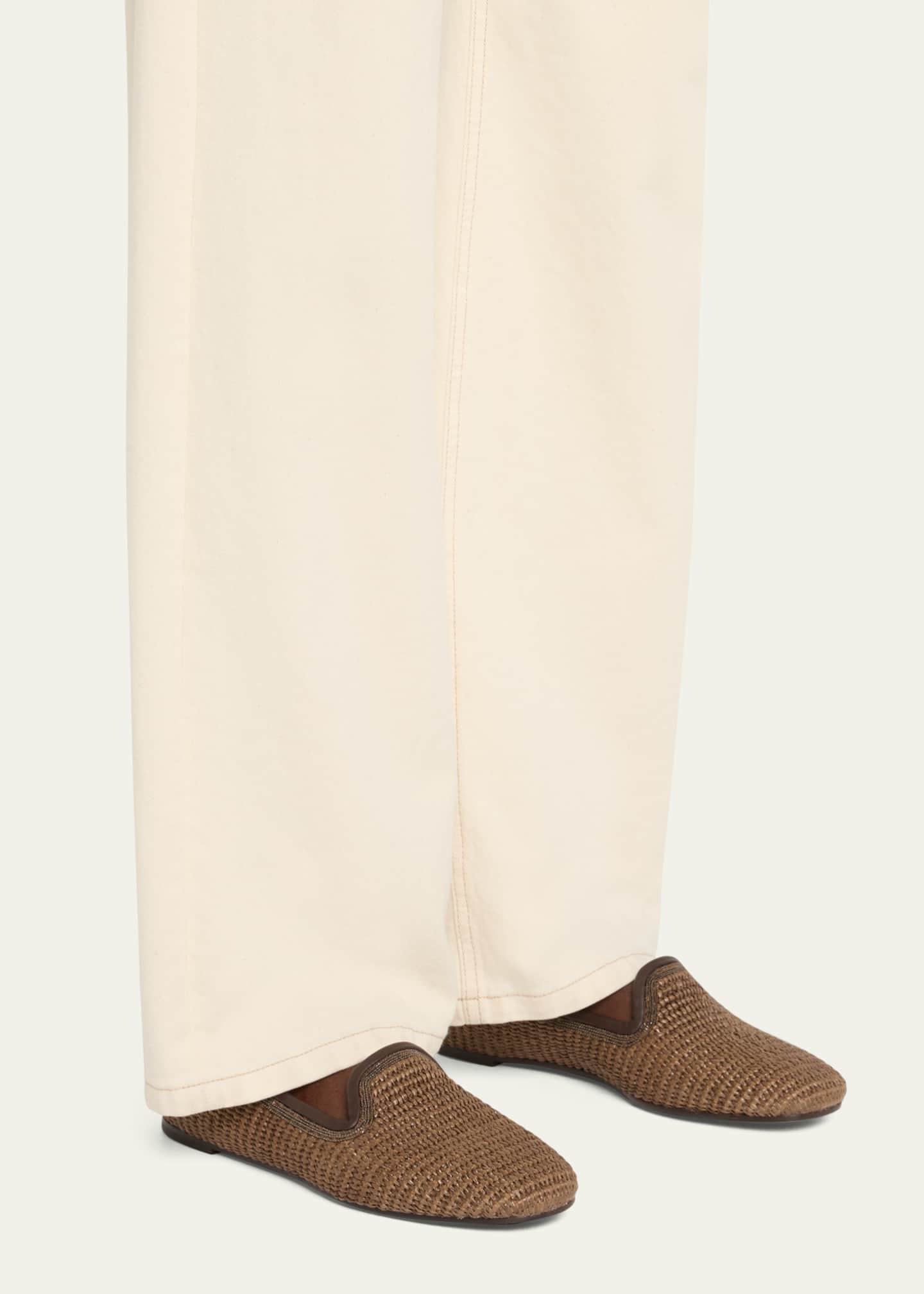 Brunello Cucinelli Raffia Monili Slip-On Loafers Image 2 of 6