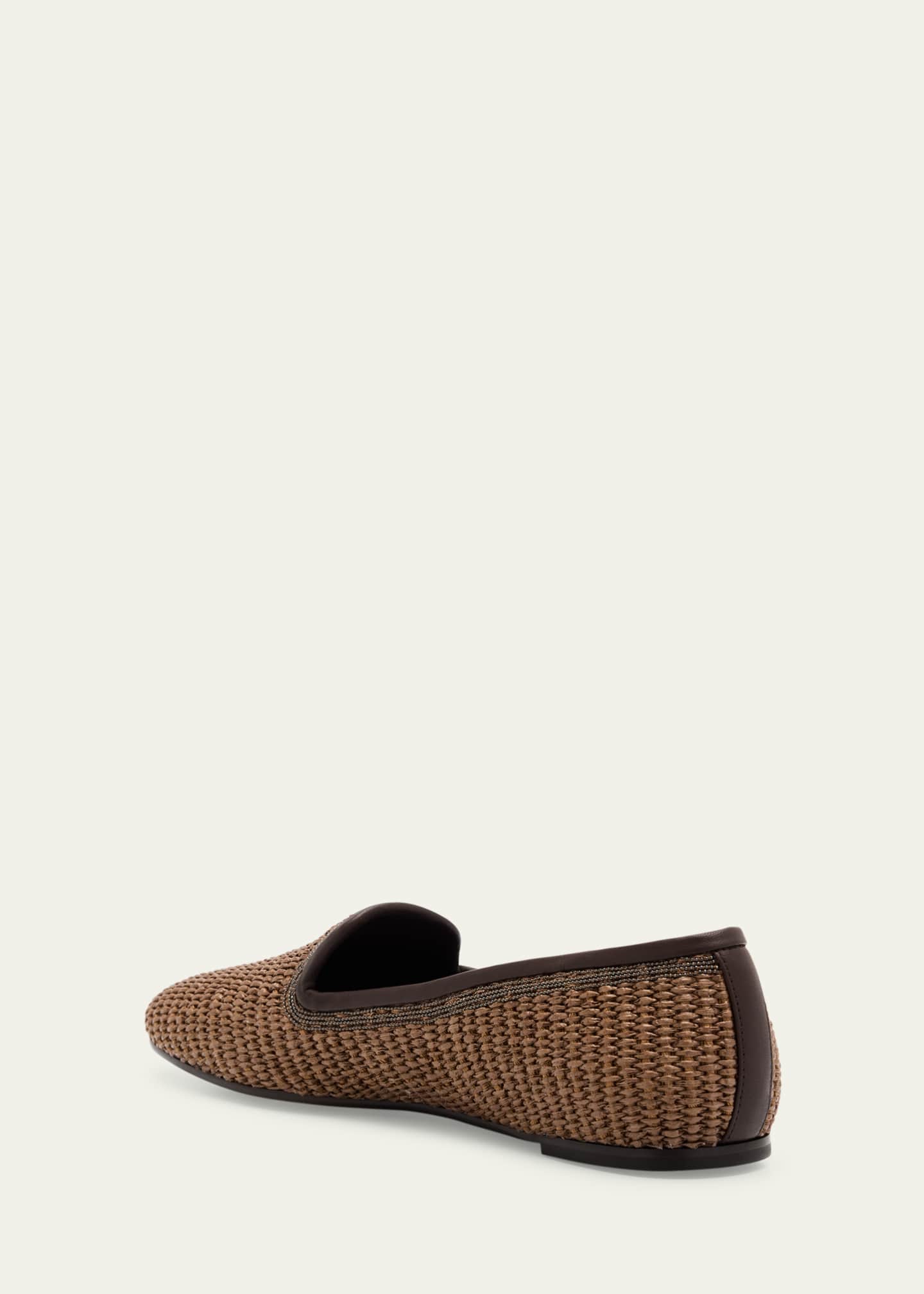 Brunello Cucinelli Raffia Monili Slip-On Loafers Image 4 of 6