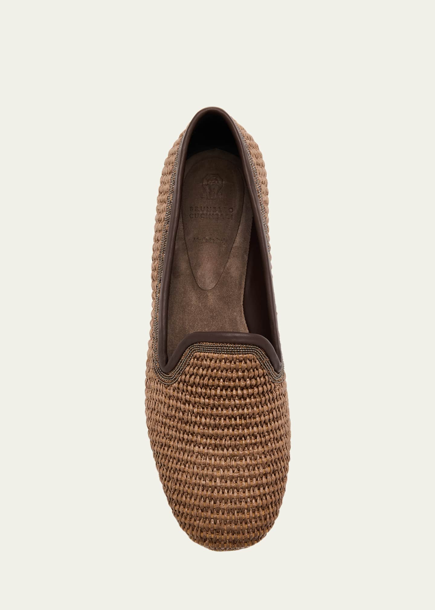 Brunello Cucinelli Raffia Monili Slip-On Loafers Image 6 of 6