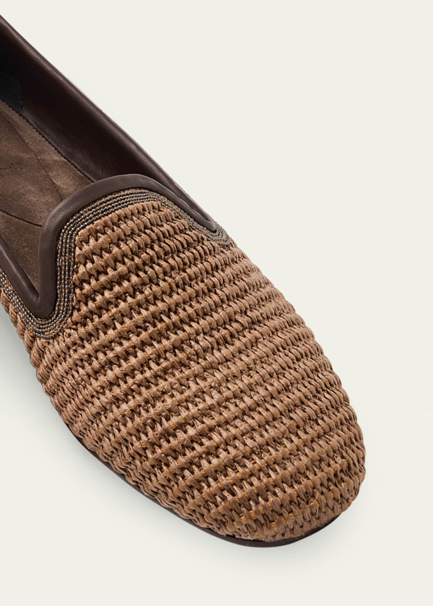Brunello Cucinelli Raffia Monili Slip-On Loafers Image 5 of 6