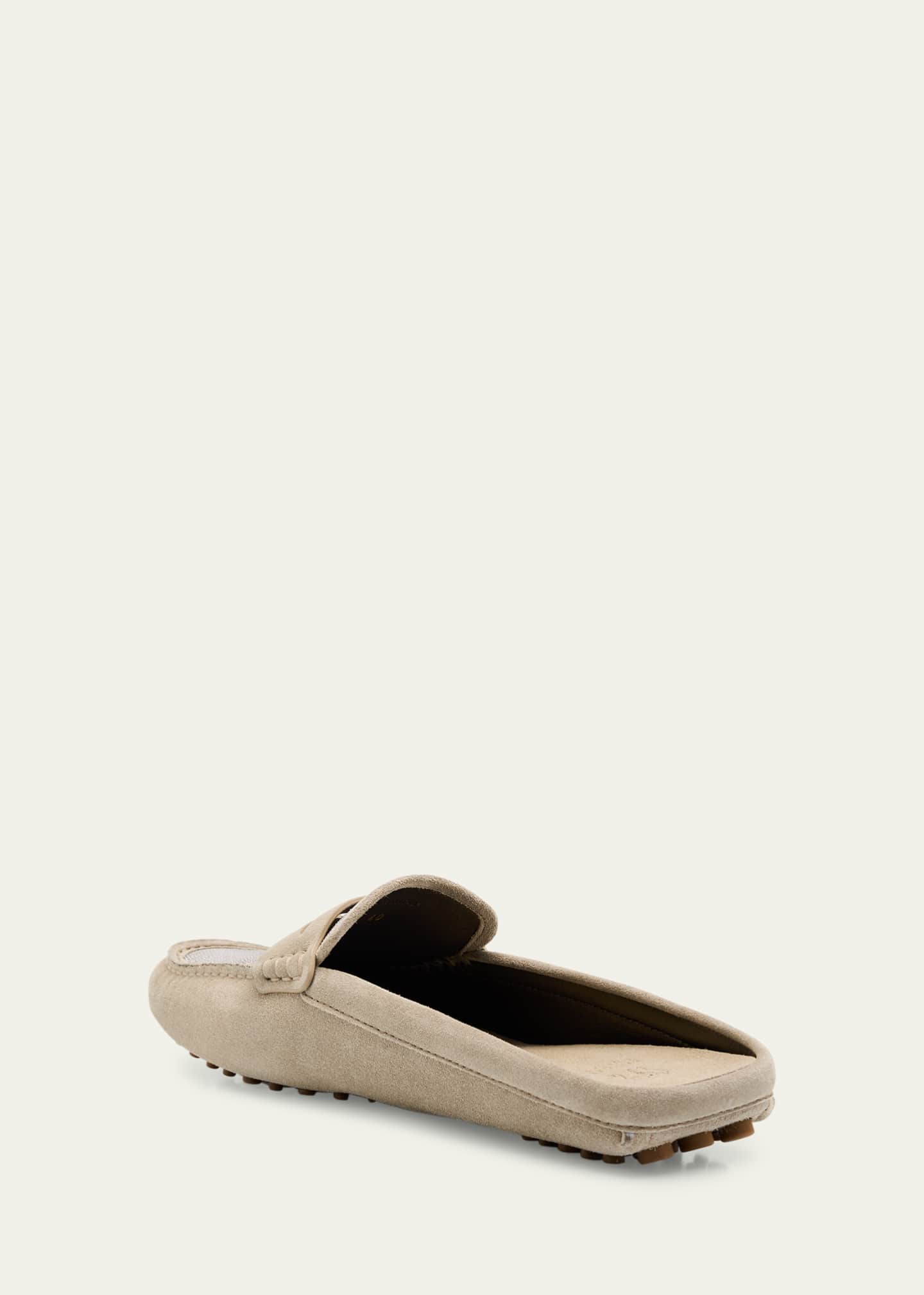 Brunello Cucinelli Suede Monili Penny Loafer Mules Image 4 of 6