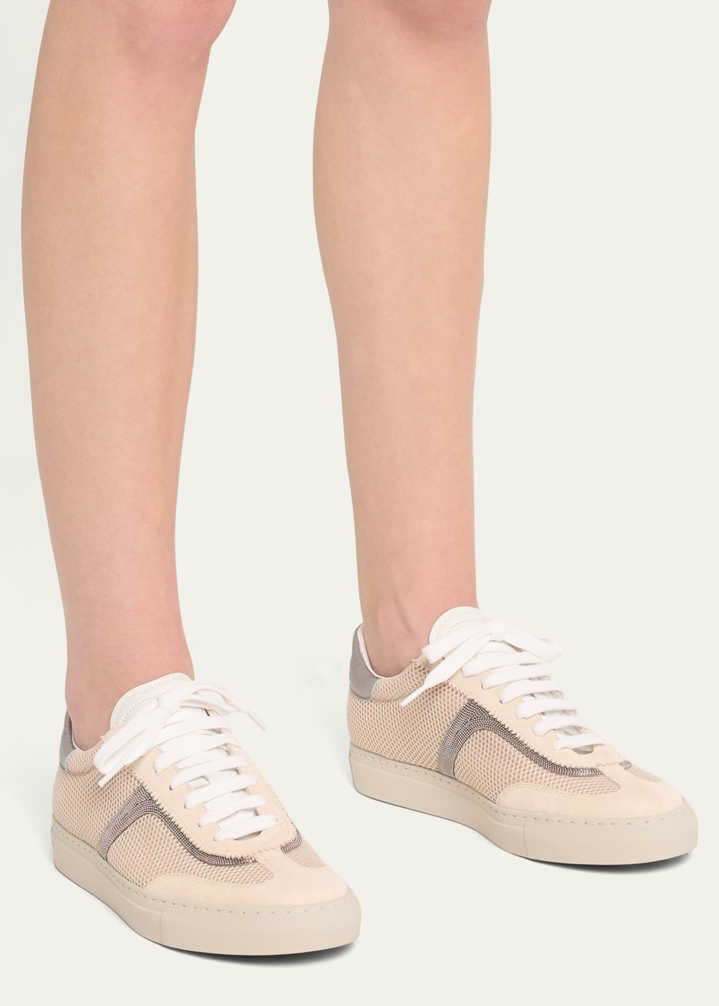 Brunello Cucinelli Mesh and Suede T-Toe Sneakers Image 2 of 6