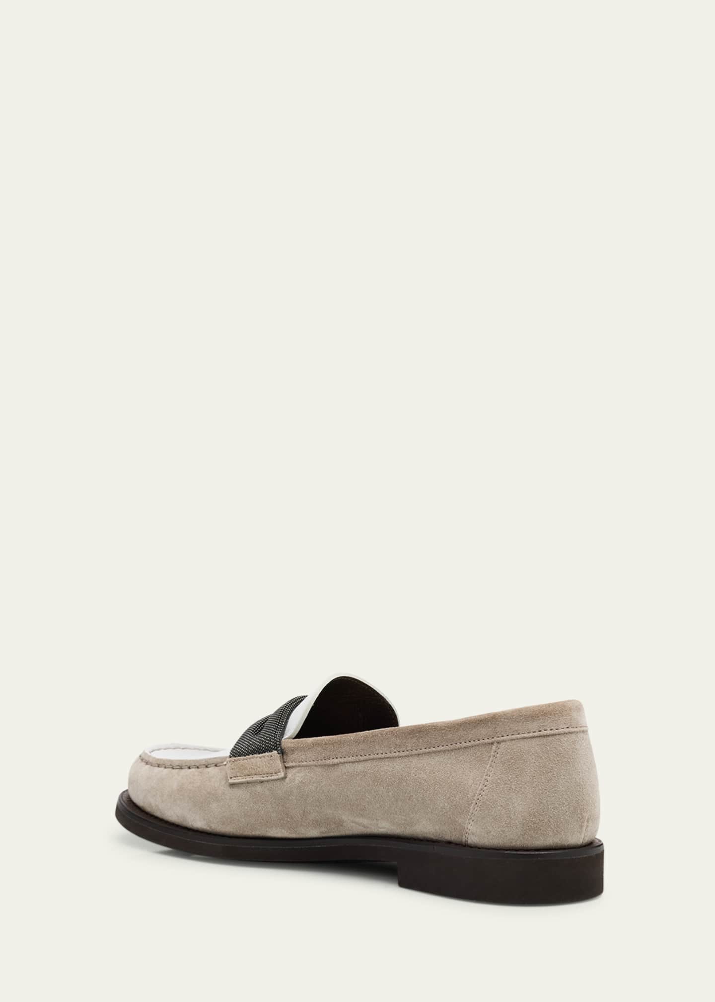 Brunello Cucinelli Mixed Leather Monili Penny Loafers Image 4 of 6