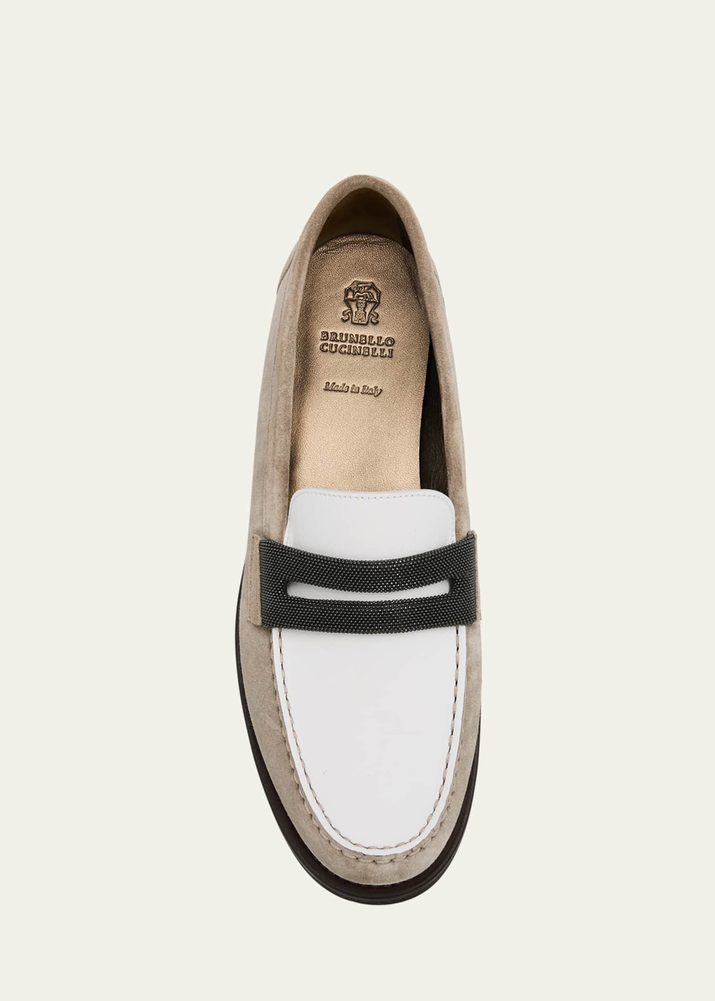 Brunello Cucinelli Mixed Leather Monili Penny Loafers Image 6 of 6
