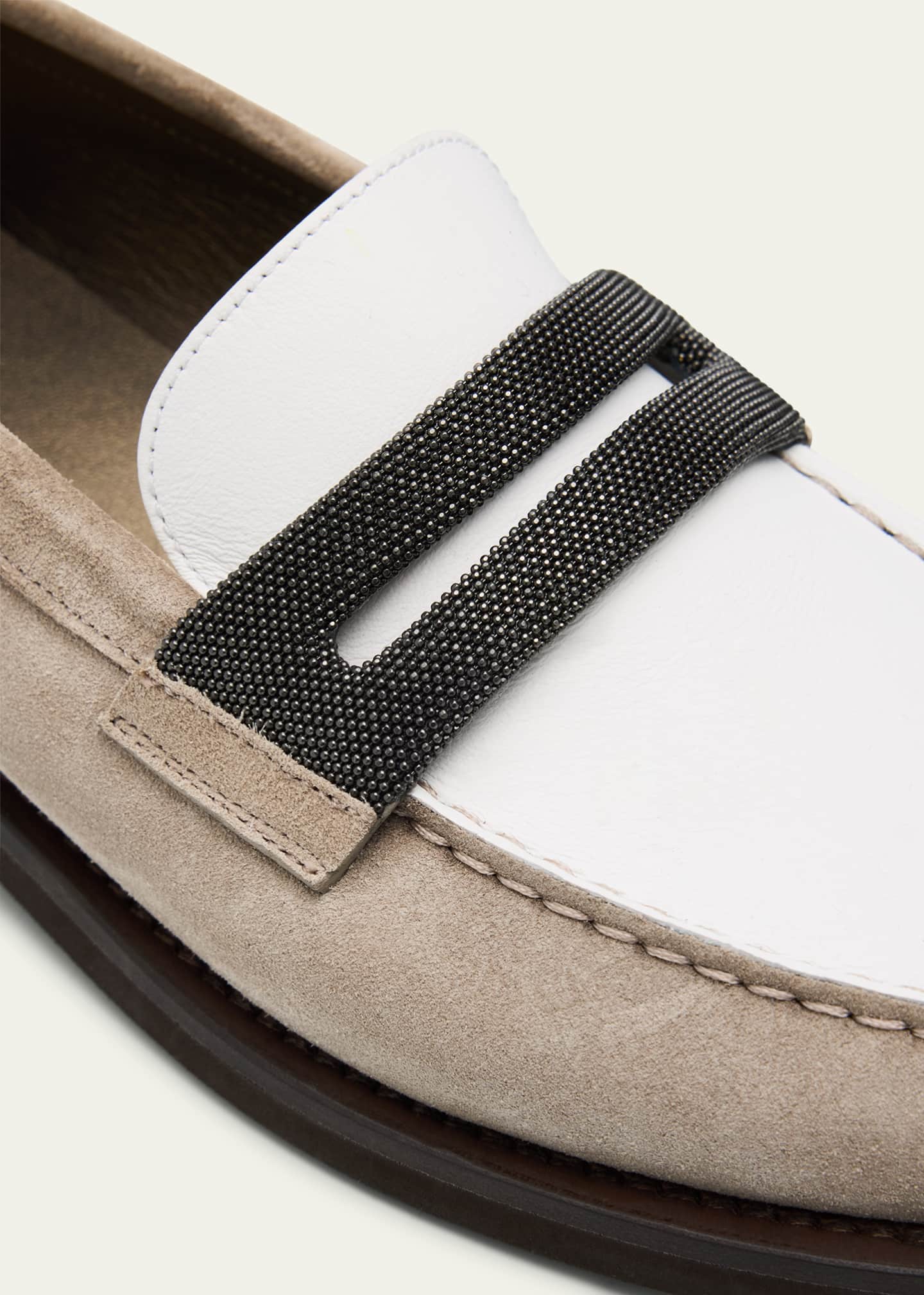 Brunello Cucinelli Mixed Leather Monili Penny Loafers Image 5 of 6