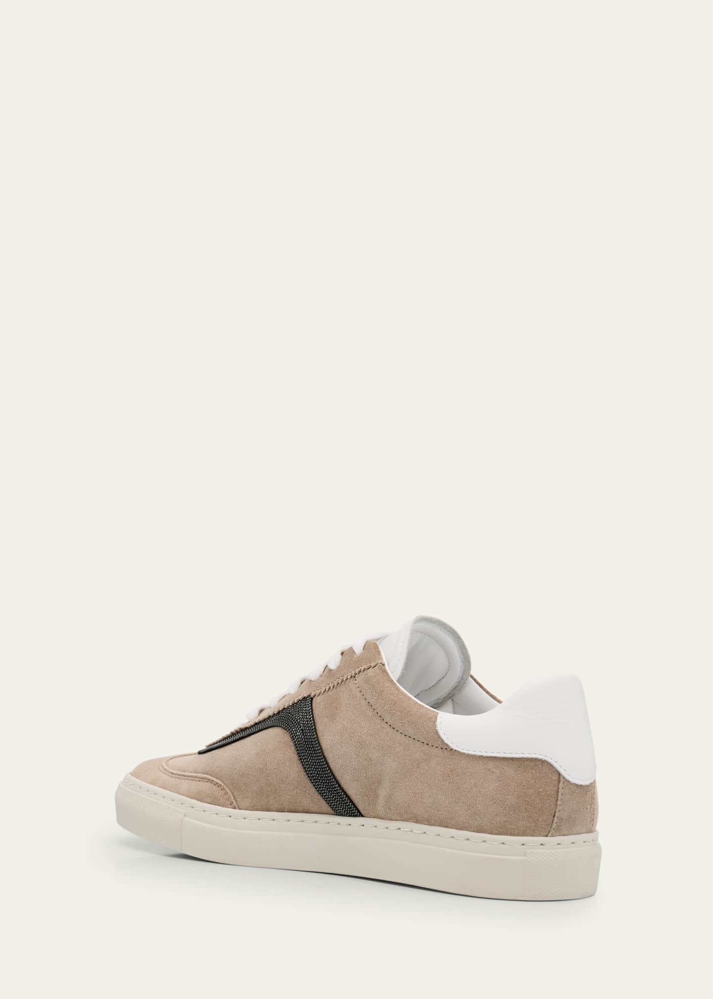 Brunello Cucinelli Beaded Suede T-Toe Sneakers Image 4 of 6
