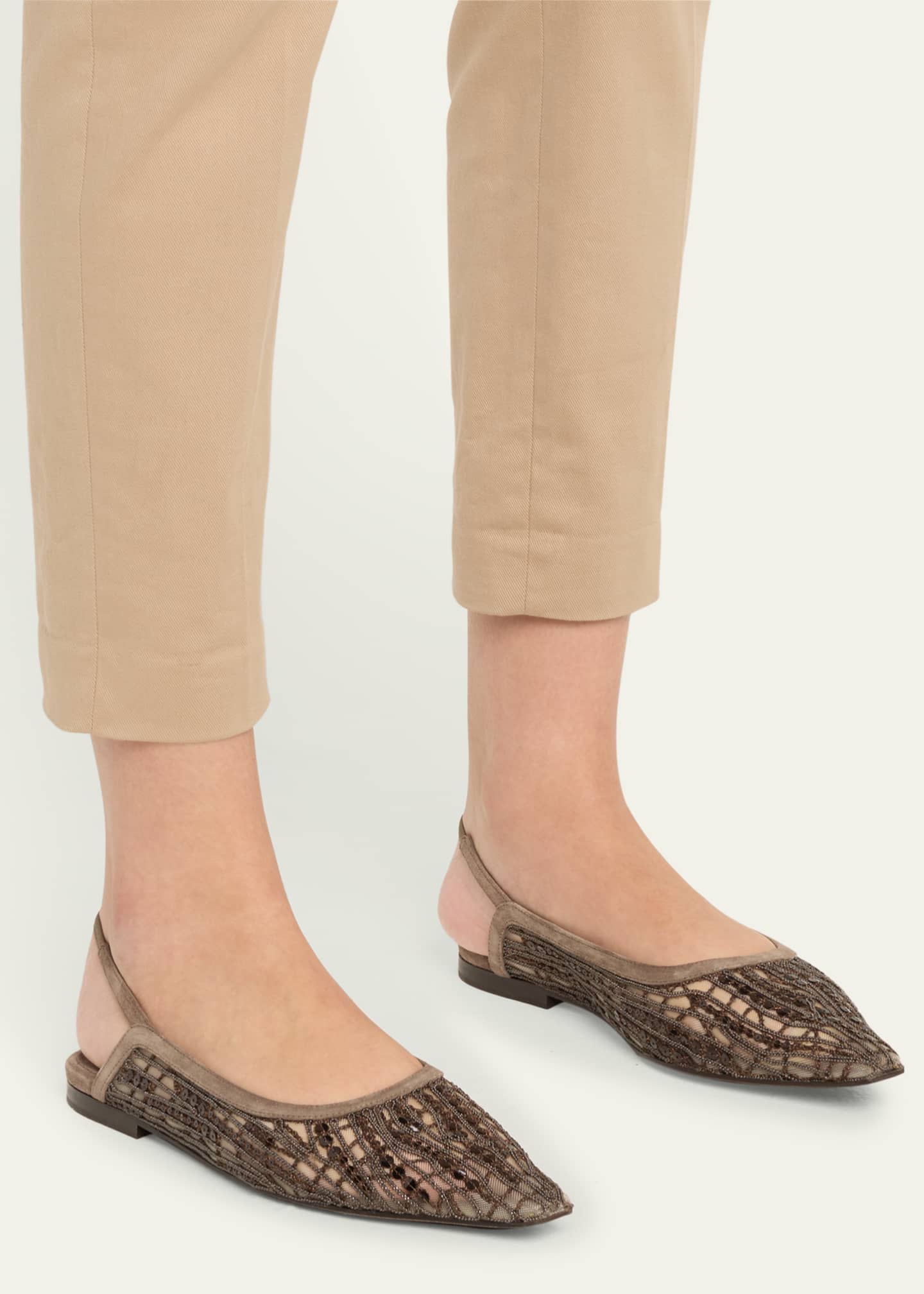 Brunello Cucinelli Woven Monili Slingback Flats Image 2 of 5