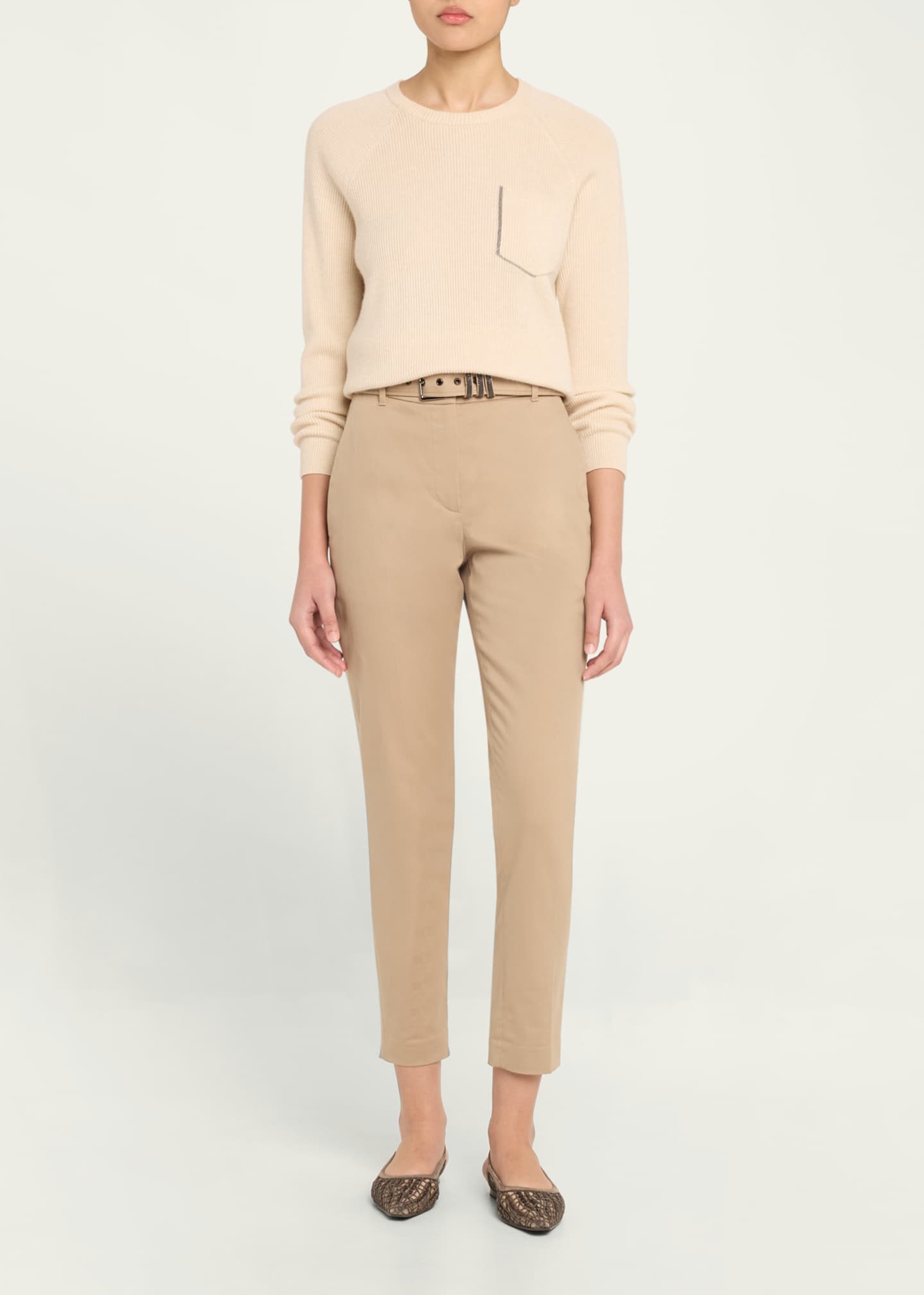 Brunello Cucinelli Woven Monili Slingback Flats Image 3 of 5