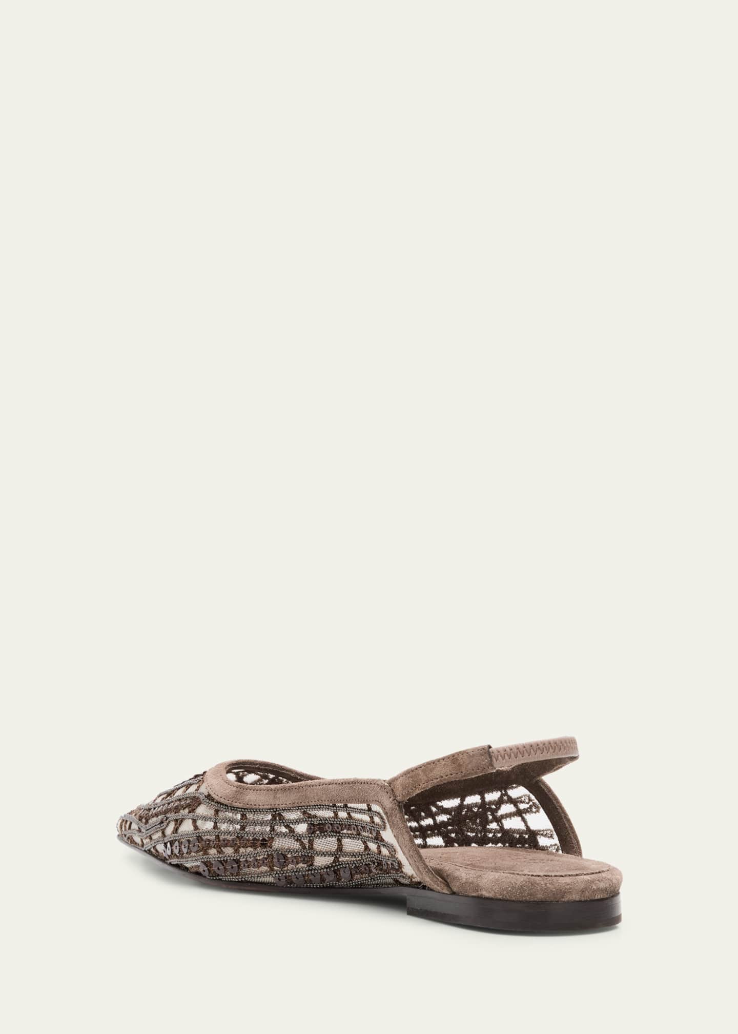 Brunello Cucinelli Woven Monili Slingback Flats Image 4 of 5