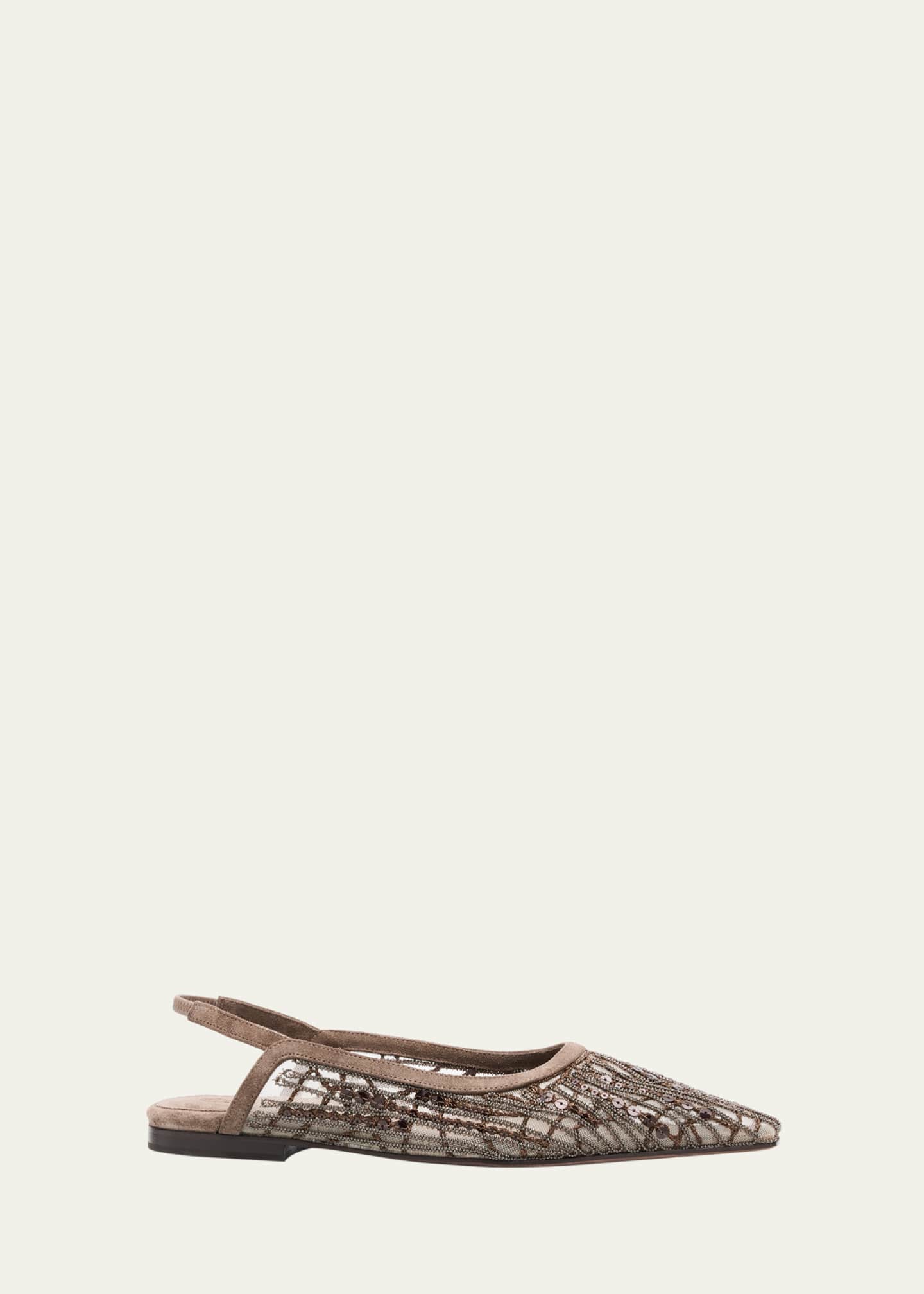 Brunello Cucinelli Woven Monili Slingback Flats Image 1 of 5