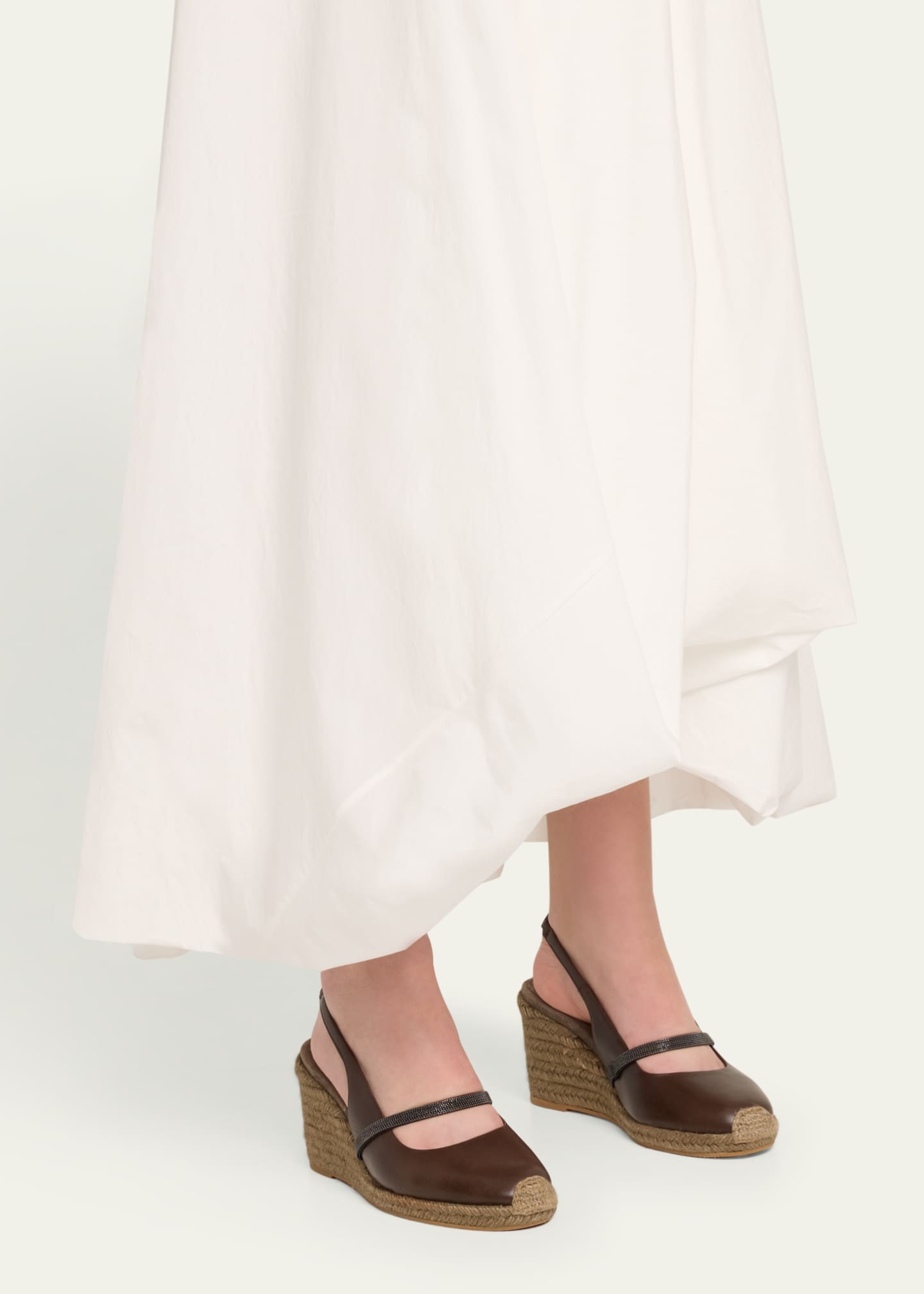 Brunello Cucinelli Leather Mary Jane Slingback Espadrilles Image 2 of 6