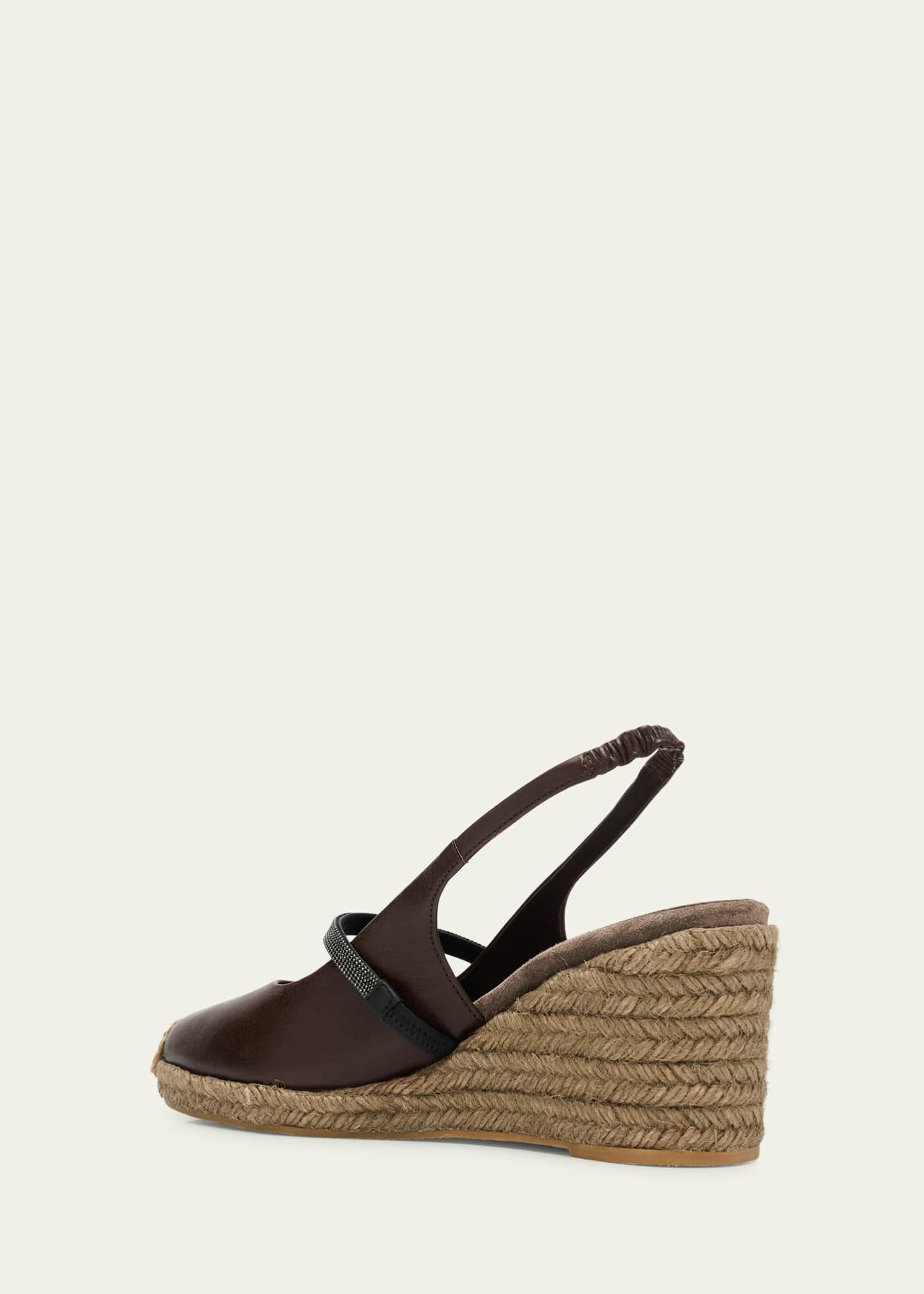 Brunello Cucinelli Leather Mary Jane Slingback Espadrilles Image 4 of 6